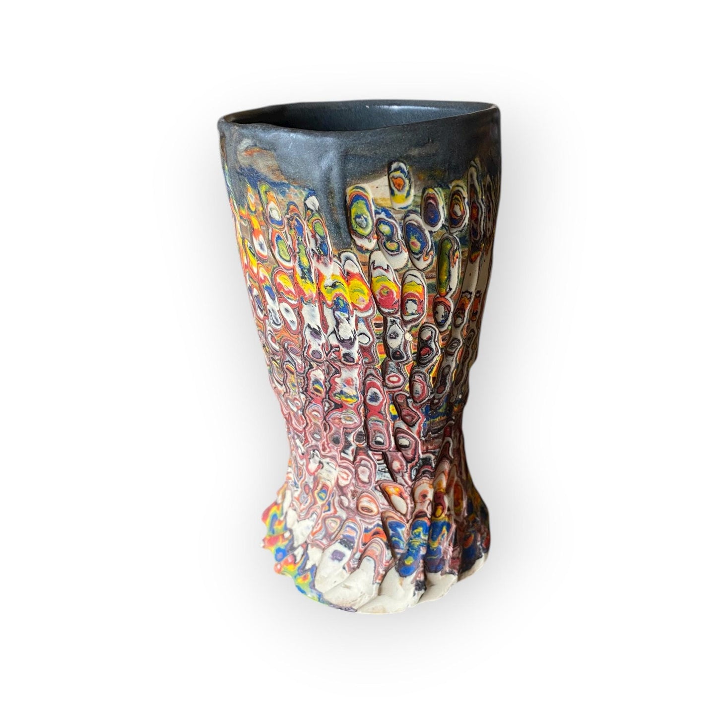 Artisanal Neriage 16 Ounce Porcelain Mug: Hand-Carved Clay Pottery for Tea and Coffee (C34)