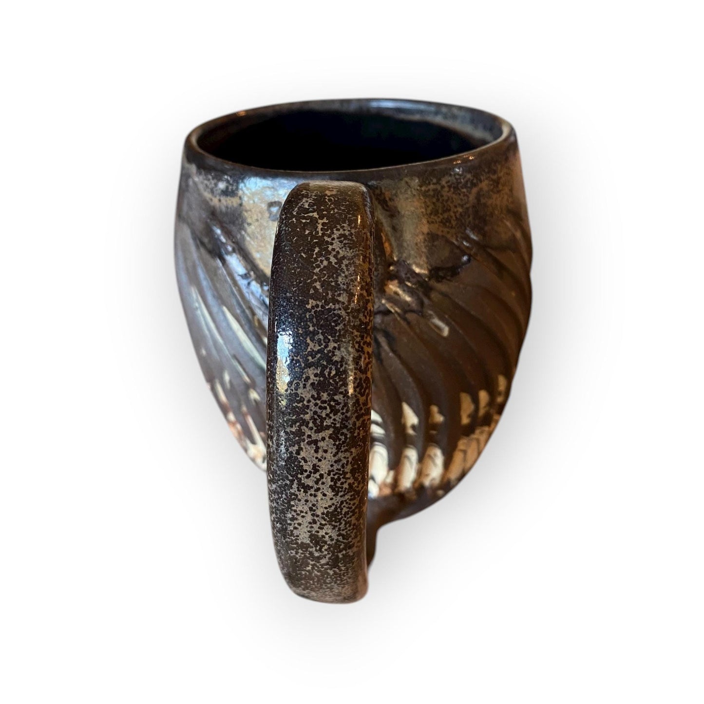 Handcrafted 16oz Earth-Toned Agateware Mug - Unique Carved Pottery for Coffee & Tea Enthusiasts (B-1)