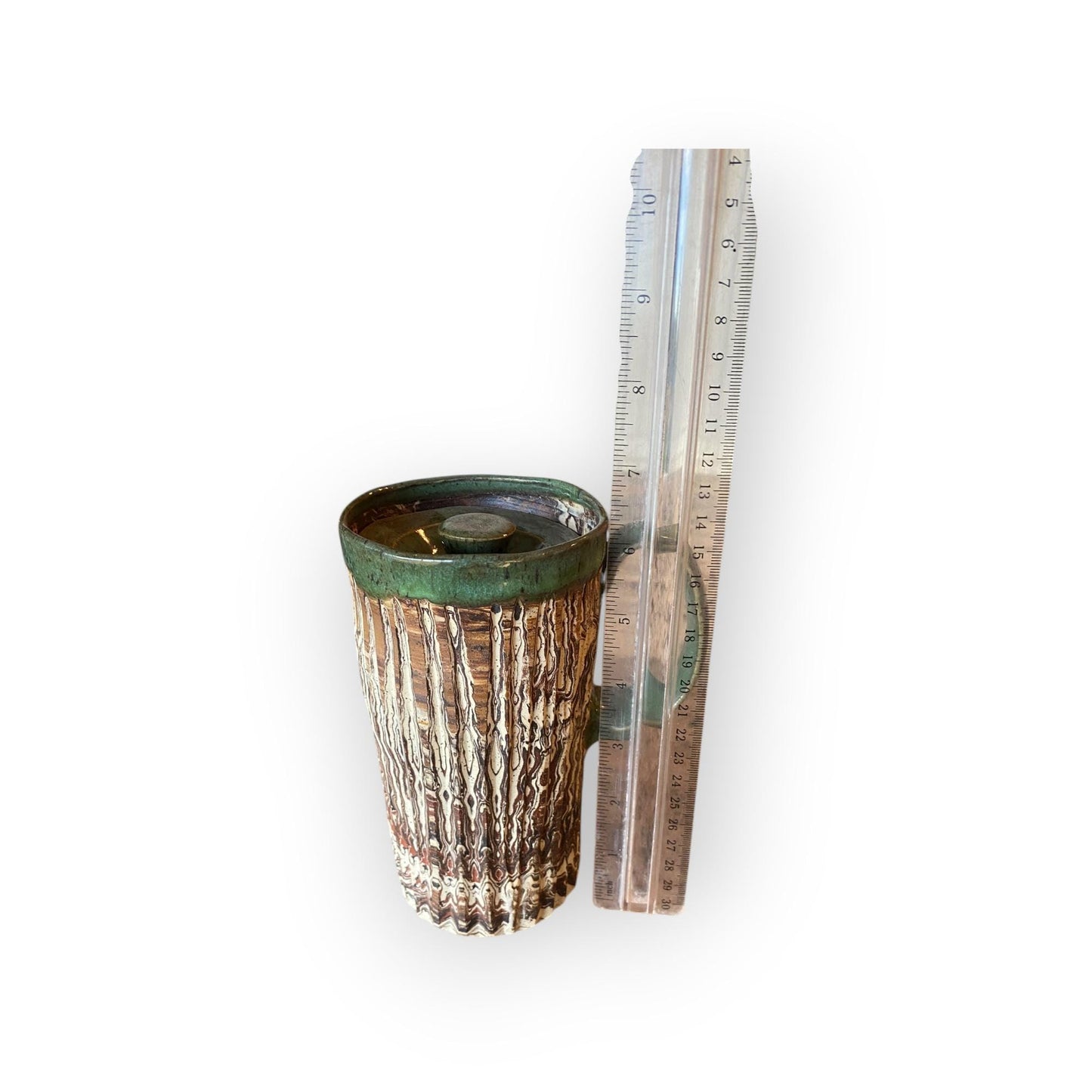 Handmade Marbled Stoneware Travel Mug: Locking Ceramic Lid, 16 oz (B-4)