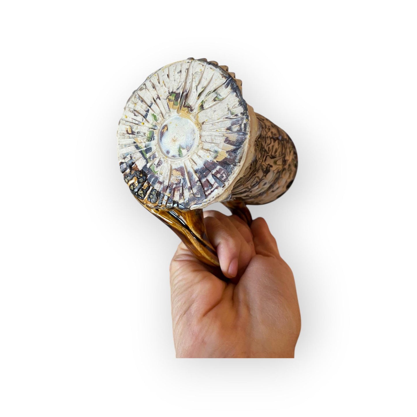 Artisanal Neriage 13 Ounce Porcelain Mug: Hand-Carved Clay Pottery for Tea and Coffee (B-20)