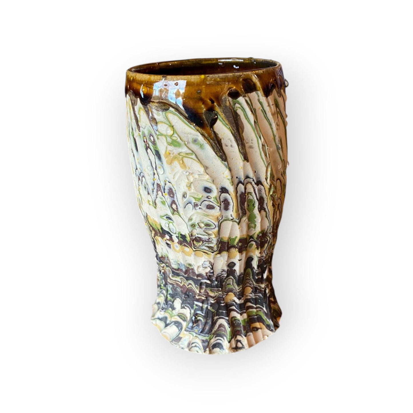 Artisanal Neriage 13 Ounce Stoneware Mug: Hand-Carved Clay Pottery for Tea and Coffee (B-22)