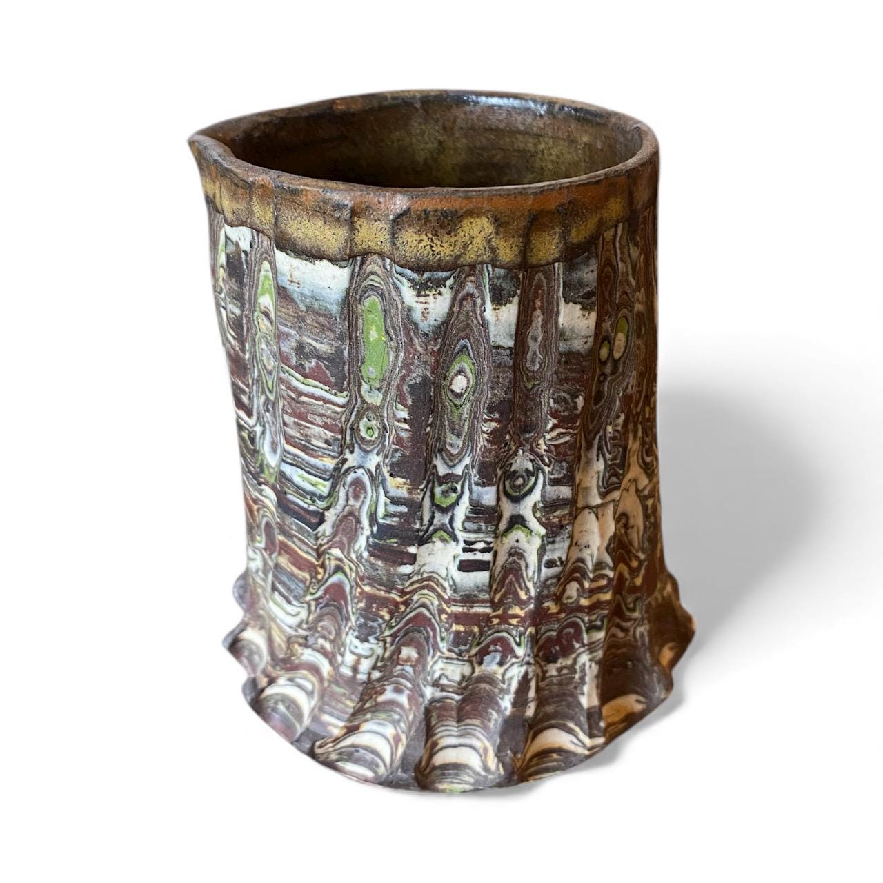 Handmade Hand-Carved Agateware Creamer - 8 Ounce Size (B-36)