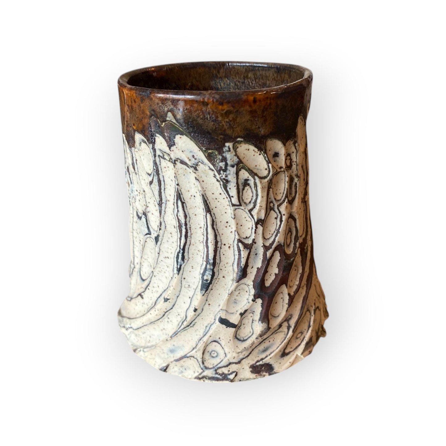 Handmade Hand-Carved Agateware Creamer - 8 Ounce Size (B-36)