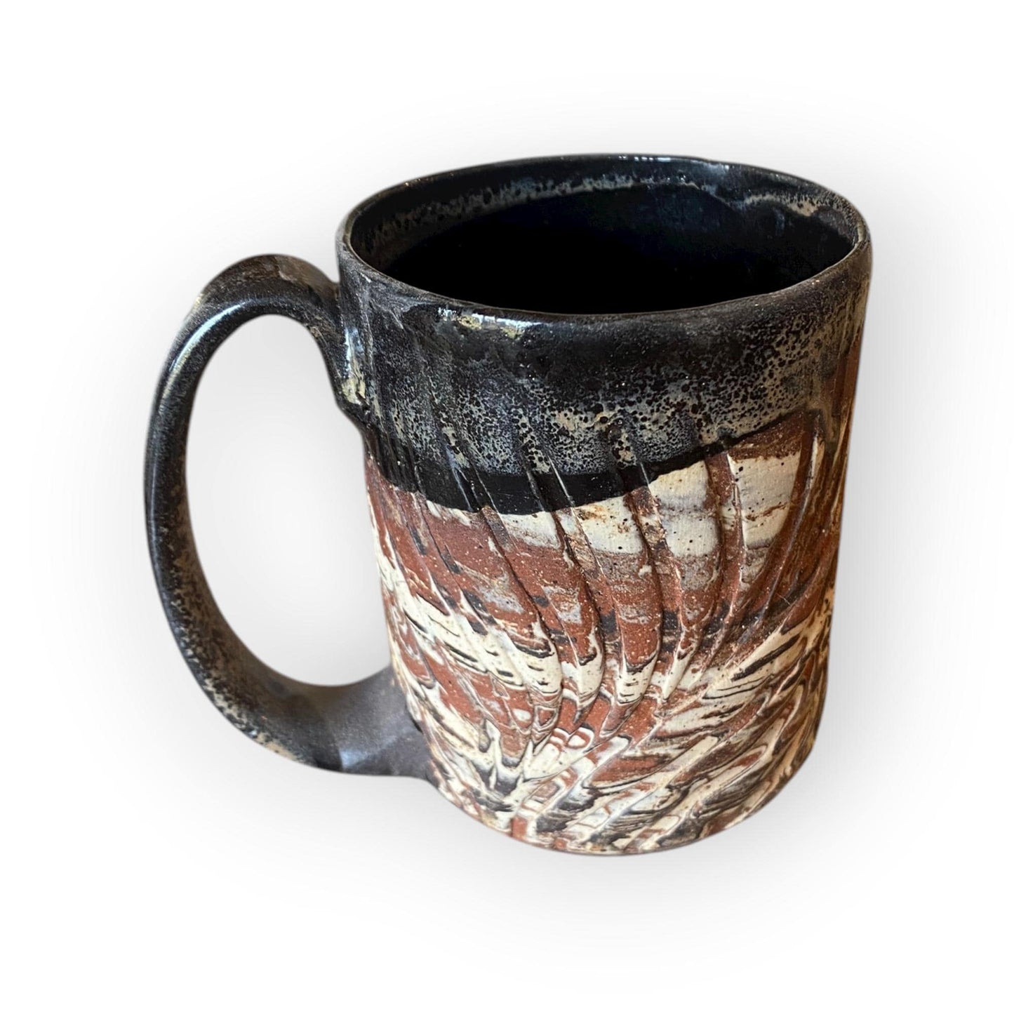 Handmade Agateware 12-Ounce Coffee Mug Glazed in Soft Cinnamon Satin -  (B-39)