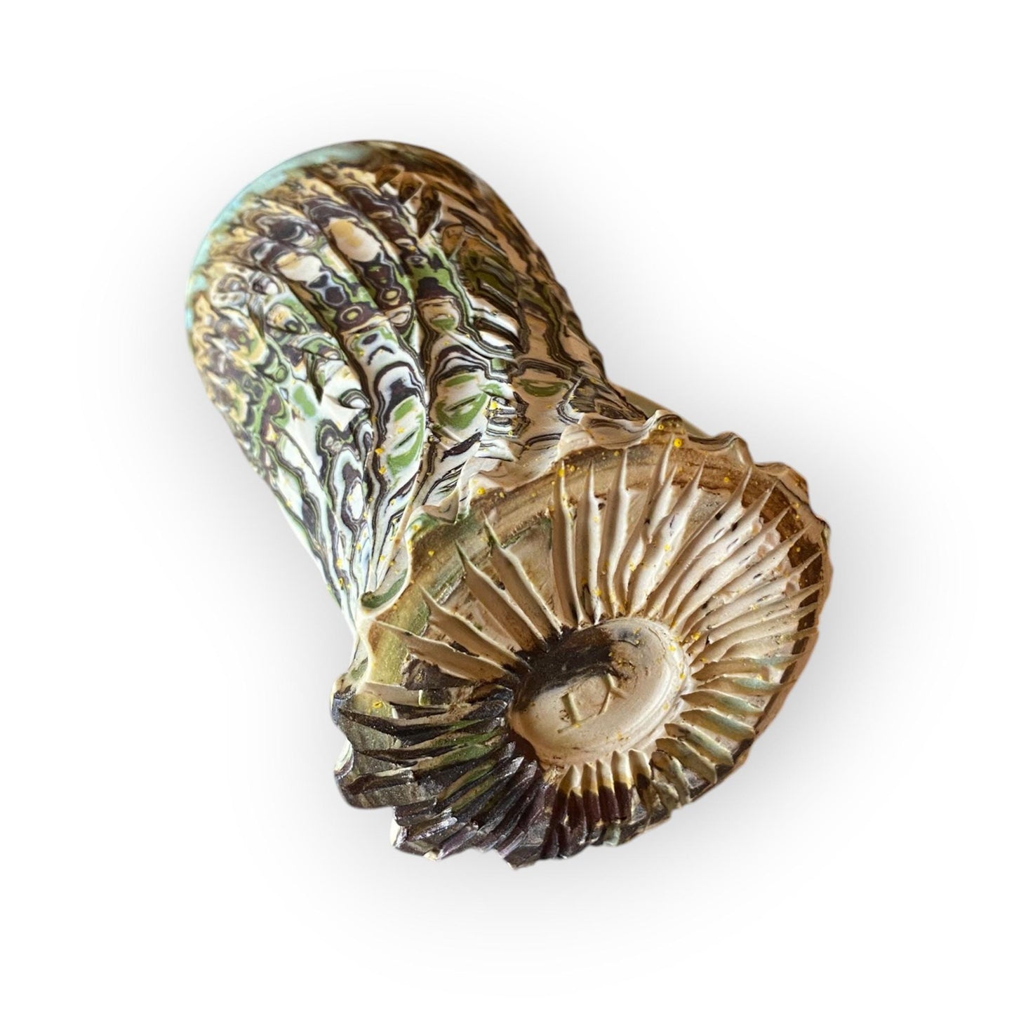 Artisanal Neriage 13 Ounce Stoneware Mug: Hand-Carved Clay Pottery for Tea and Coffee (B-44)