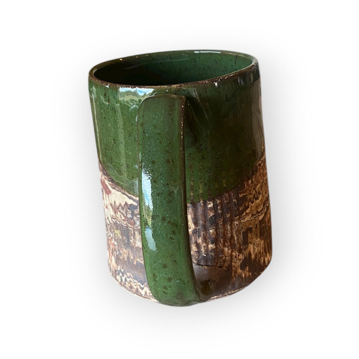 Handmade Agateware Coffee Mug Glazed in Soft Cinnamon Satin - 17-Ounce Pottery Tea Mug (B-45)