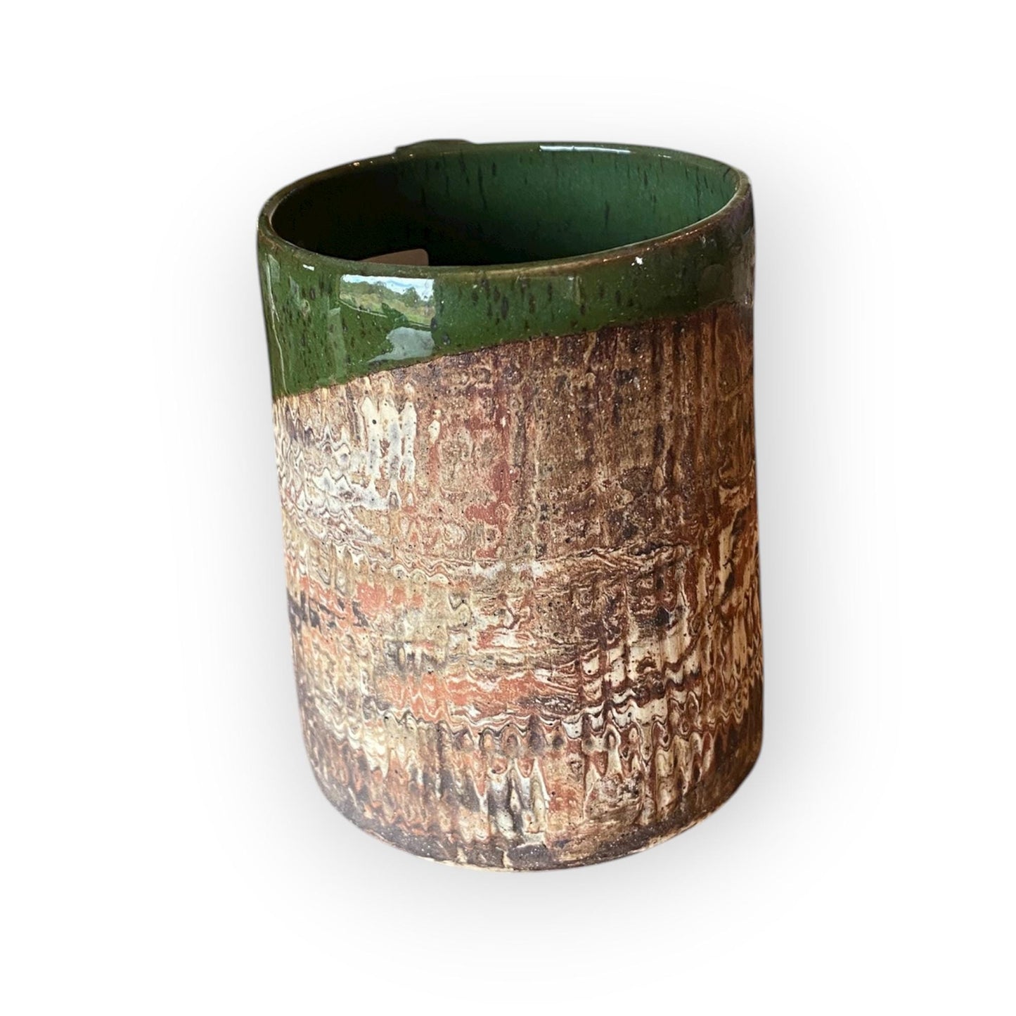 Handmade Agateware Coffee Mug Glazed in Soft Cinnamon Satin - 17-Ounce Pottery Tea Mug (B-45)