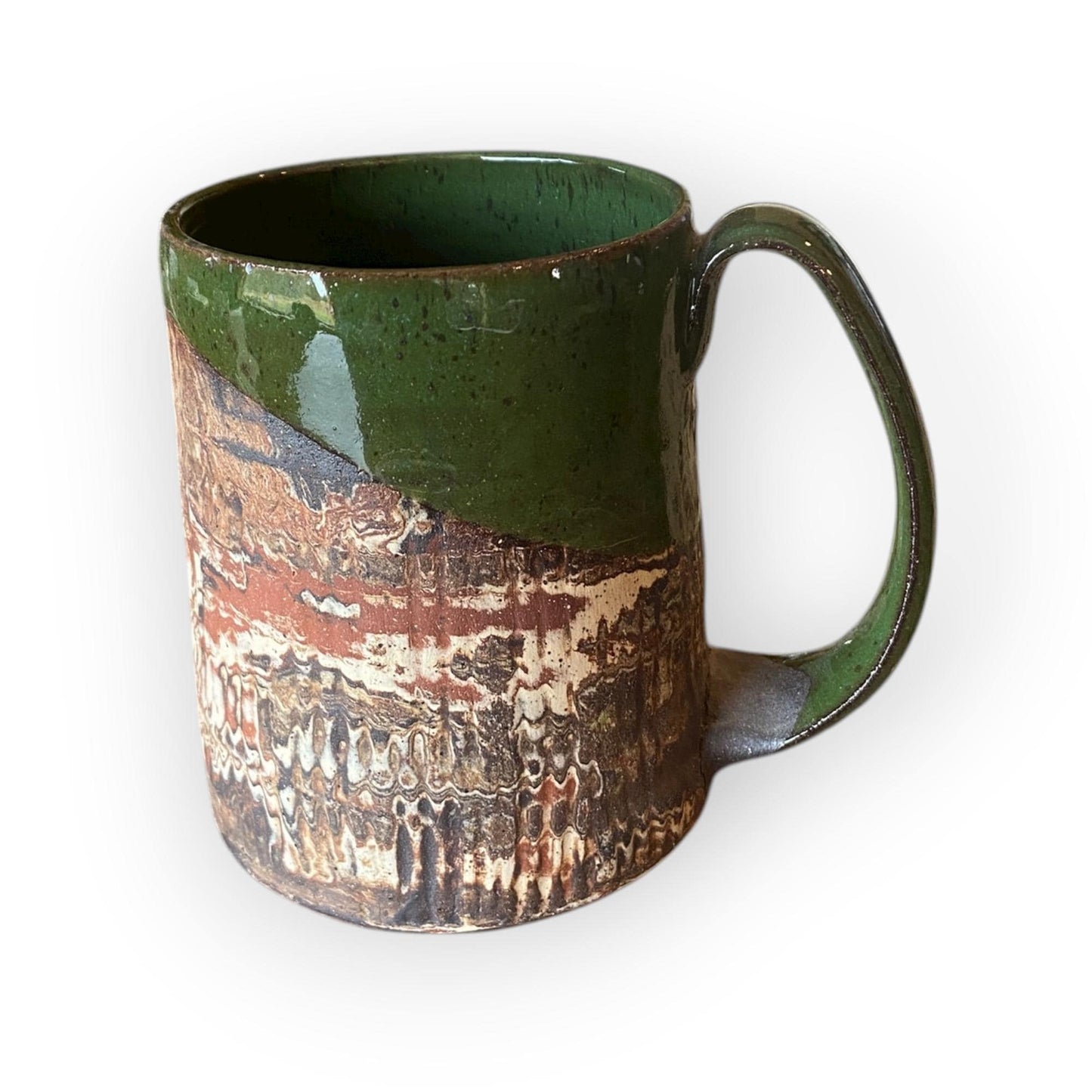 Handmade Agateware Coffee Mug Glazed in Soft Cinnamon Satin - 17-Ounce Pottery Tea Mug (B-45)