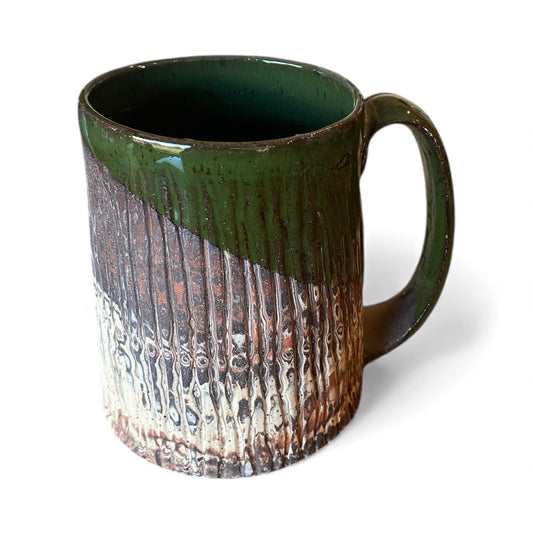 Handmade Agateware Coffee Mug Glazed in Soft Cinnamon Satin - 17-Ounce Pottery Tea Mug (B-47)