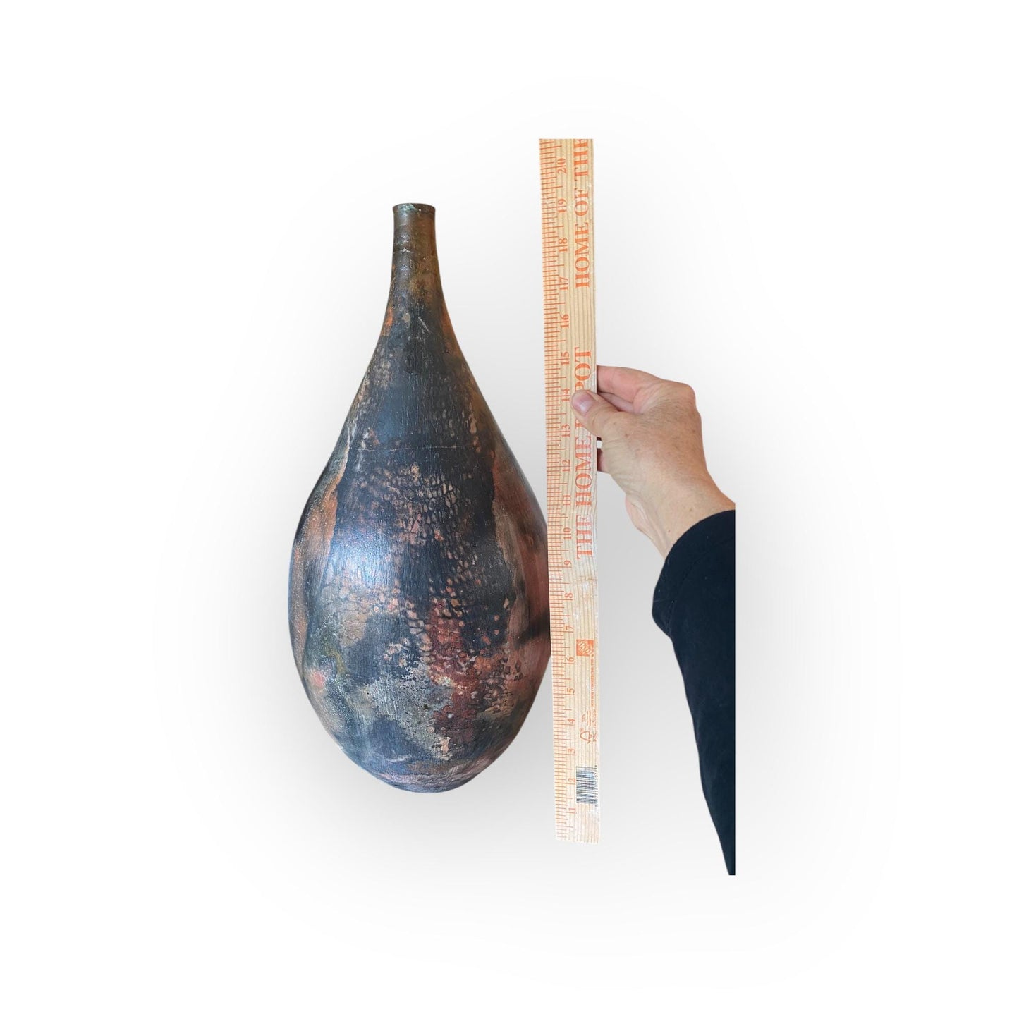 Large Hand Thrown Bottle Finished In A Pit Firing - Art Vase