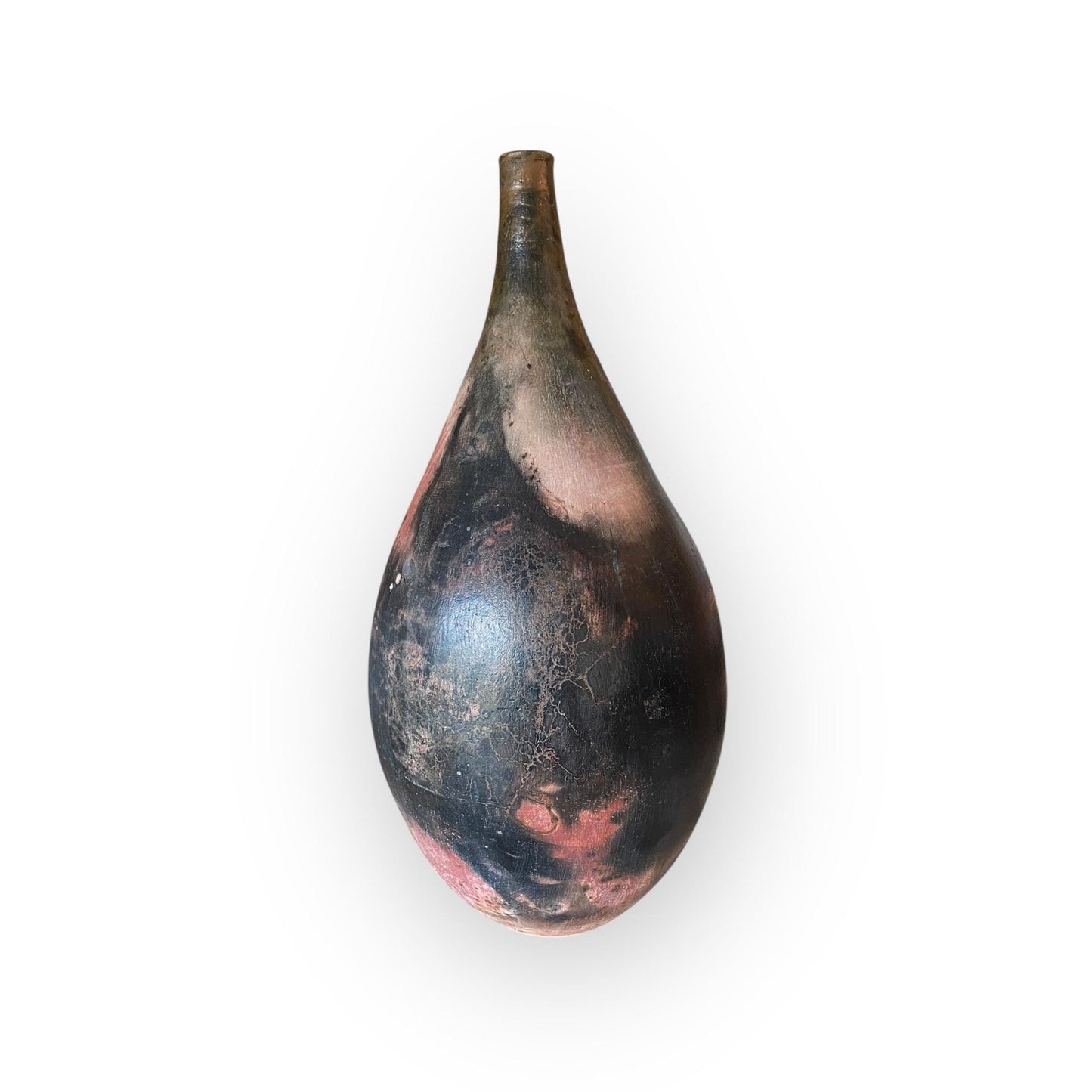 Large Hand Thrown Bottle Finished In A Pit Firing - Art Vase
