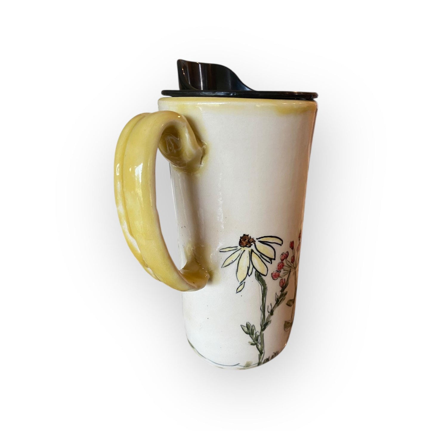 Handmade Hand Painted Mug-  A Black Cat Coffee Cup - Travel Mug - Pottery Mug -  Coffee Mug