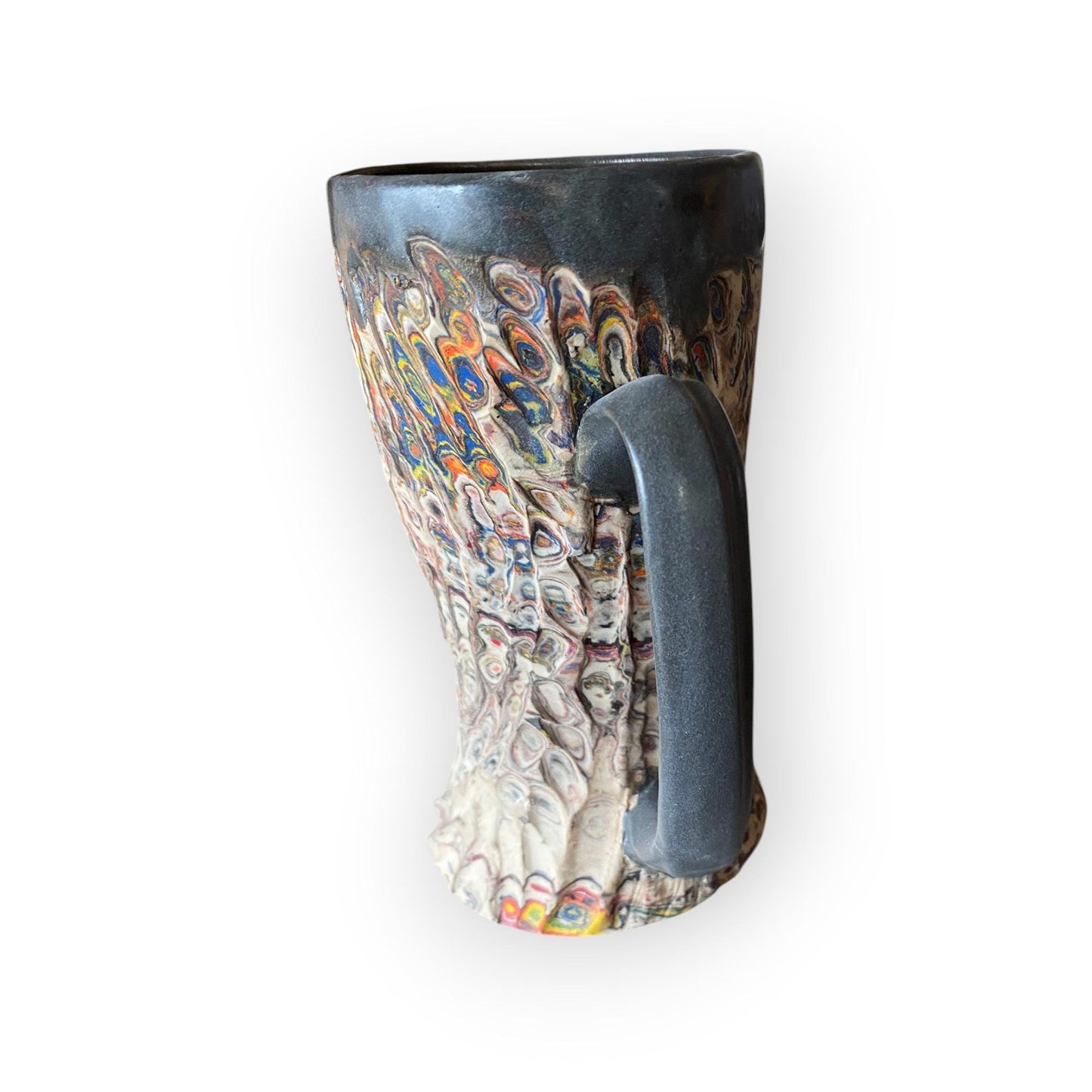 Artisanal Neriage 19 Ounce Porcelain Mug: Hand-Carved Clay Pottery for Tea and Coffee (C-33)