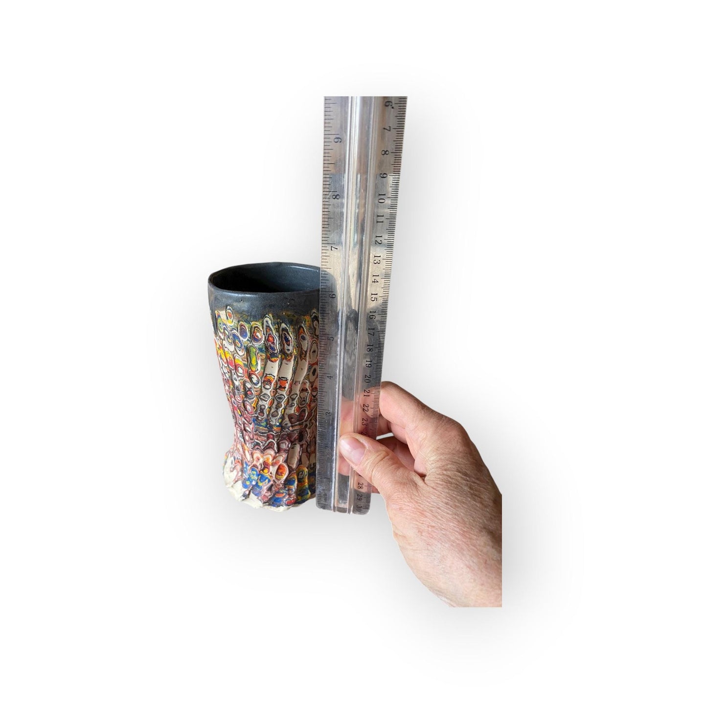 Artisanal Neriage 16 Ounce Porcelain Mug: Hand-Carved Clay Pottery for Tea and Coffee (C34)