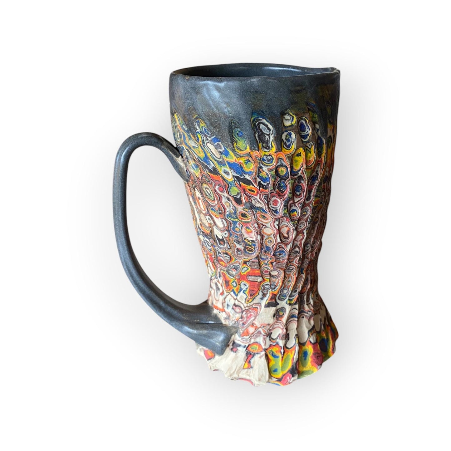 Artisanal Neriage 16 Ounce Porcelain Mug: Hand-Carved Clay Pottery for Tea and Coffee (C-34)