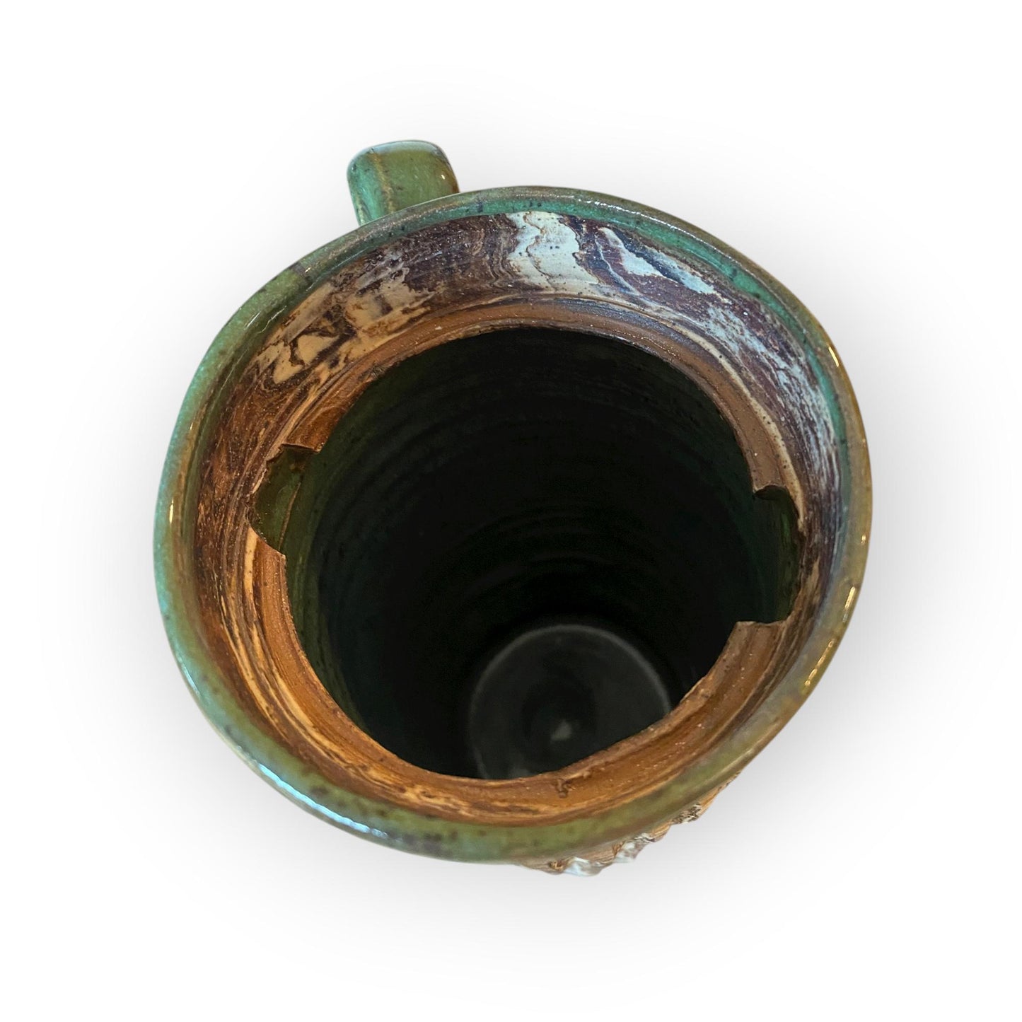 Handmade Marbled Stoneware Travel Mug: Locking Ceramic Lid, 16 oz (B-4)