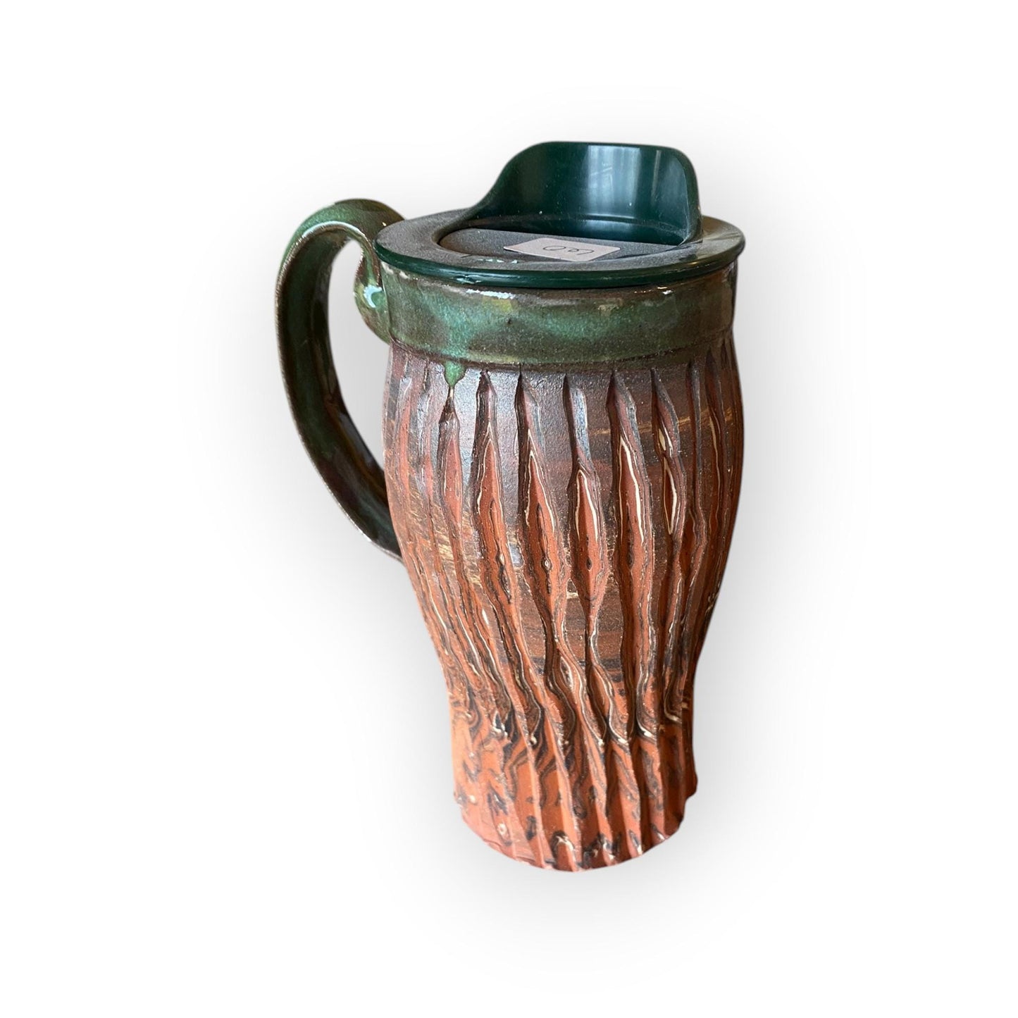 Handcrafted Hand Carved 16 Ounce Forest Green Travel Mug (B-15)