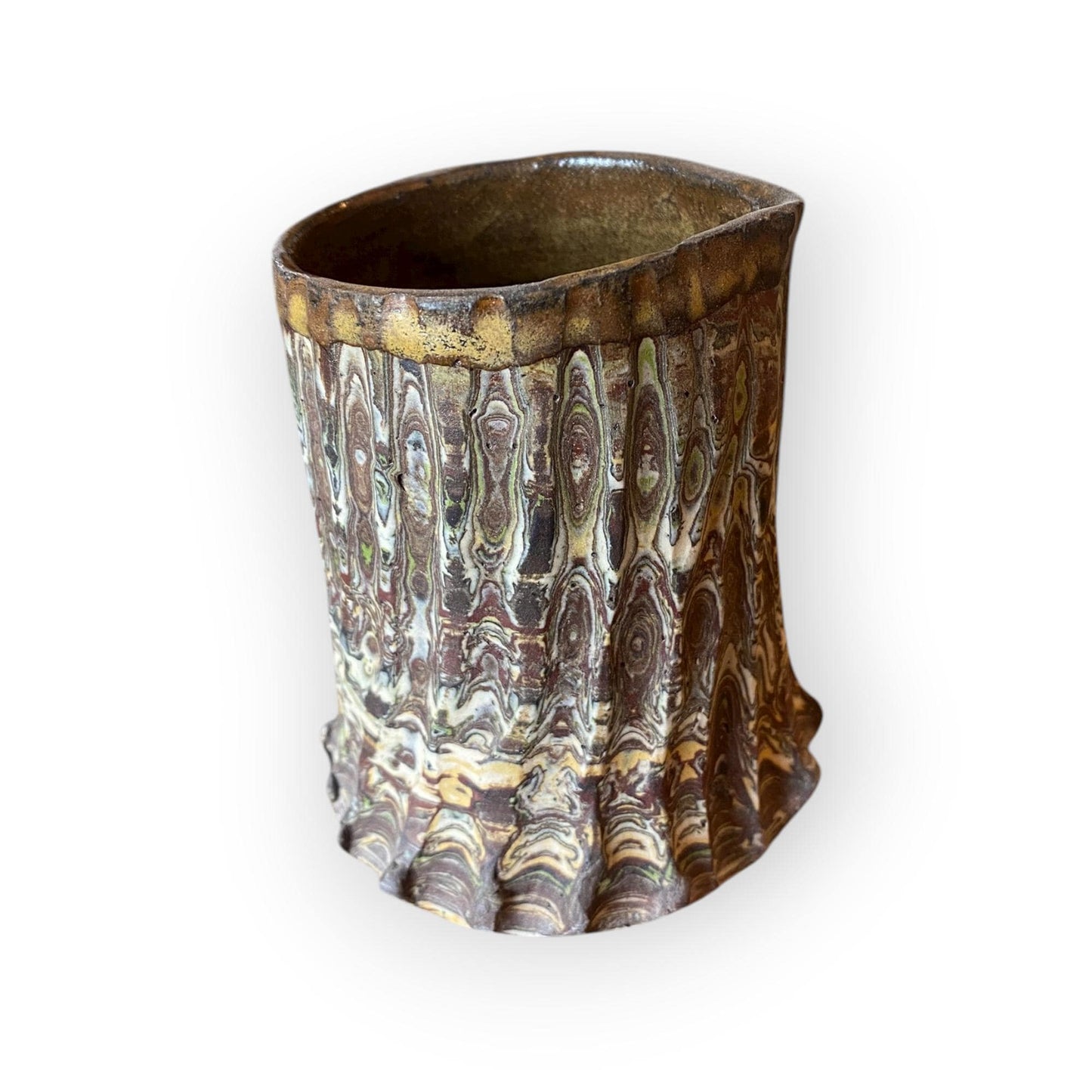 Handmade Hand-Carved Agateware Creamer - 8 Ounce Size (B-36)