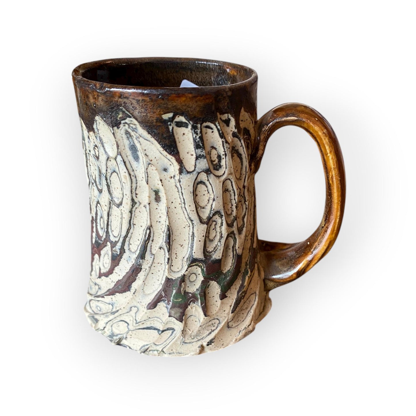 White and Black Carved Agateware 12-Ounce Mug: Handcrafted Elegance for Your Morning Brew (B-42)