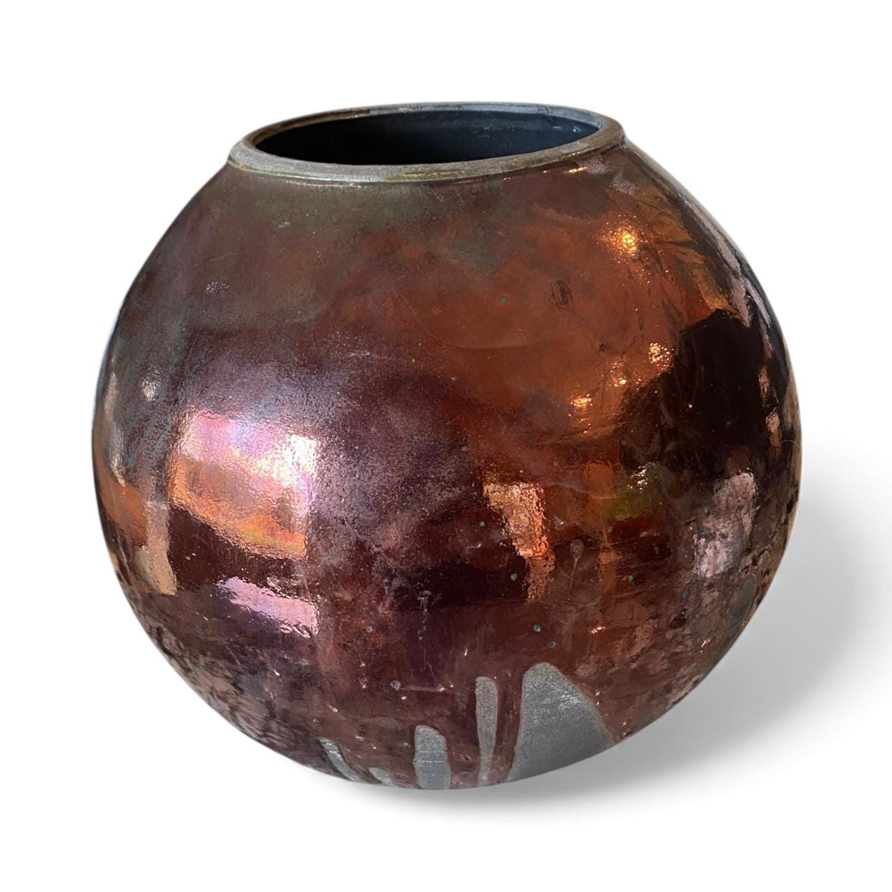 Large Hand Thrown Moon Jar Raku Fired Ceramic Art Vase - Unique Pottery Sculpture