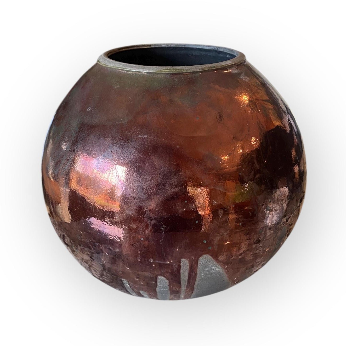 Large Hand Thrown Moon Jar Raku Fired Ceramic Art Vase - Unique Pottery Sculpture