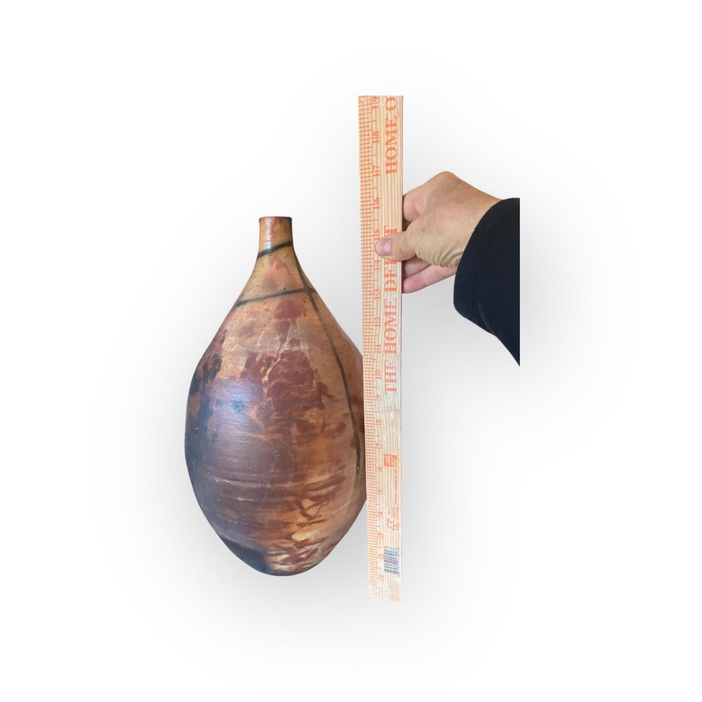 Large Hand Thrown Ceramic Art Vase - Unique Pit Fired Pottery Bottle