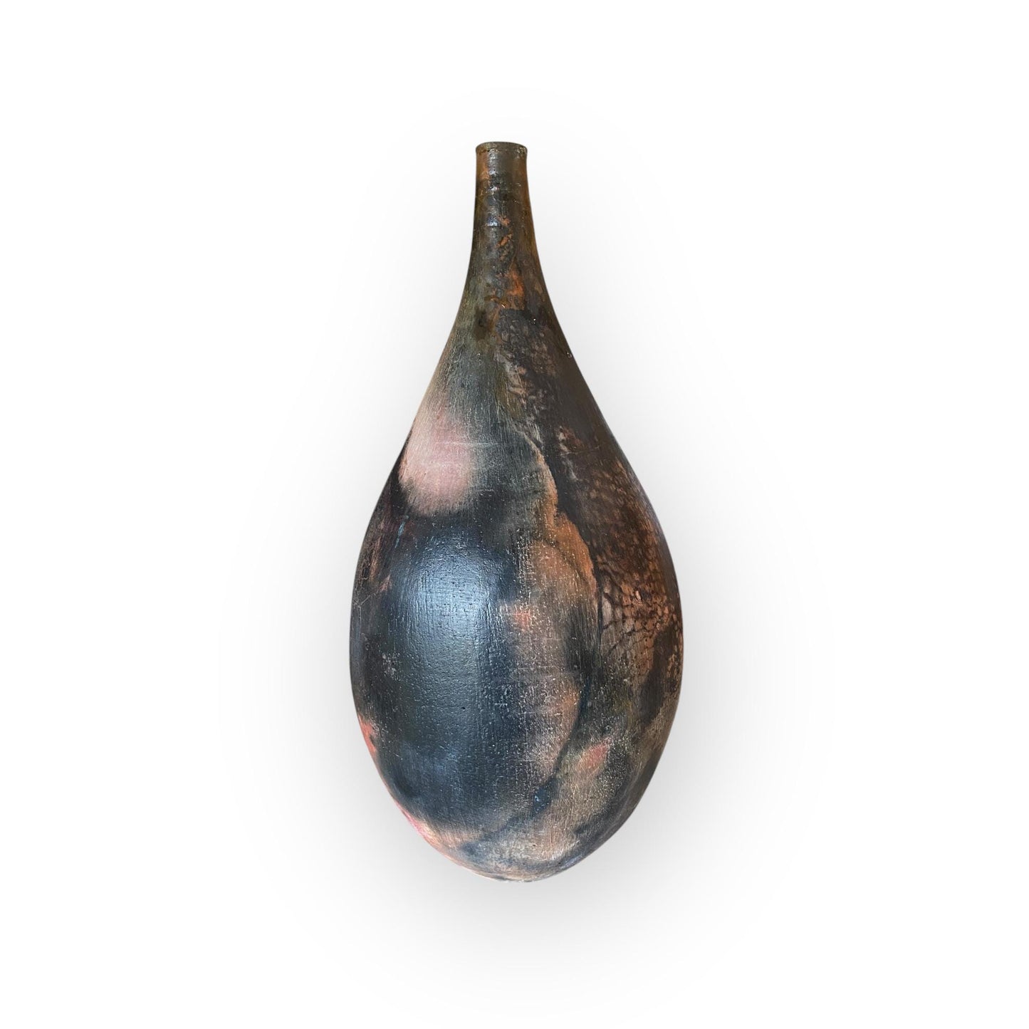 Large Hand Thrown Bottle Finished In A Pit Firing - Art Vase