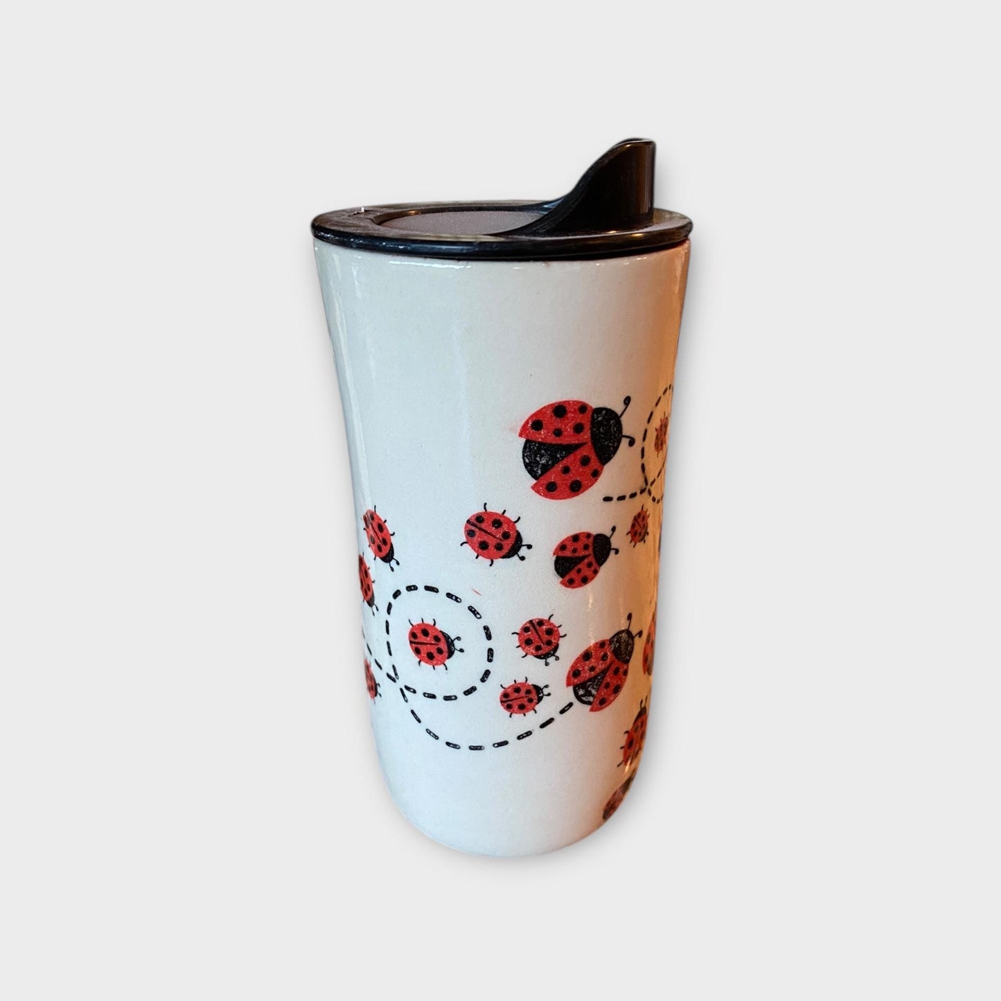 Handmade Ladybug Travel Mug - Pottery Coffee Mug - 16-Ounce Ceramic To-Go Cup