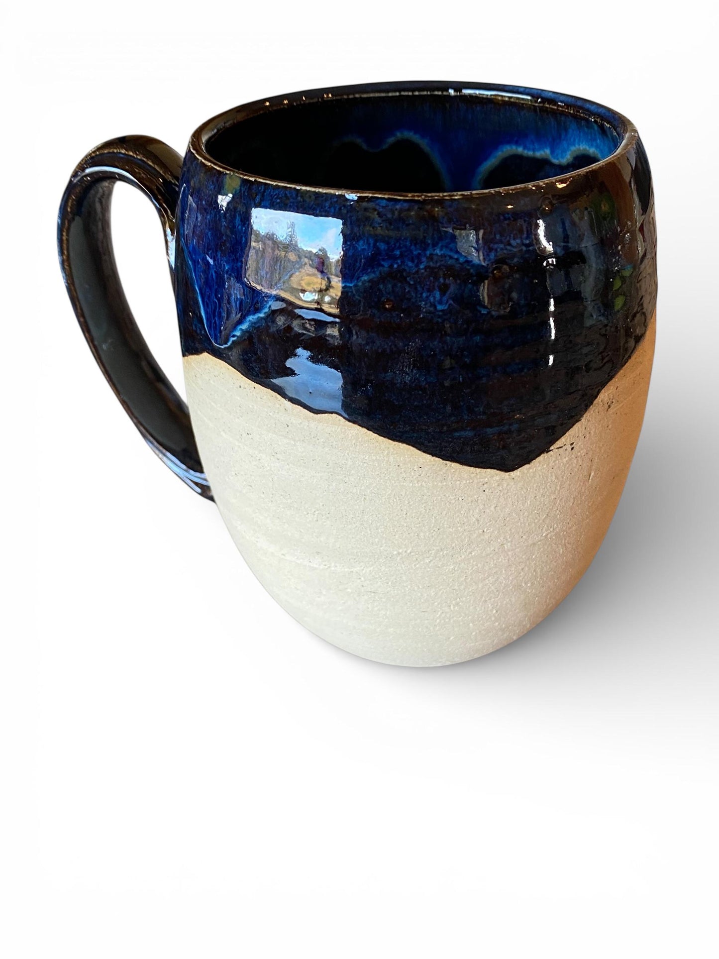 Handcrafted 16oz Turquoise Agateware Mug - Unique Carved Pottery for Coffee & Tea Lovers
