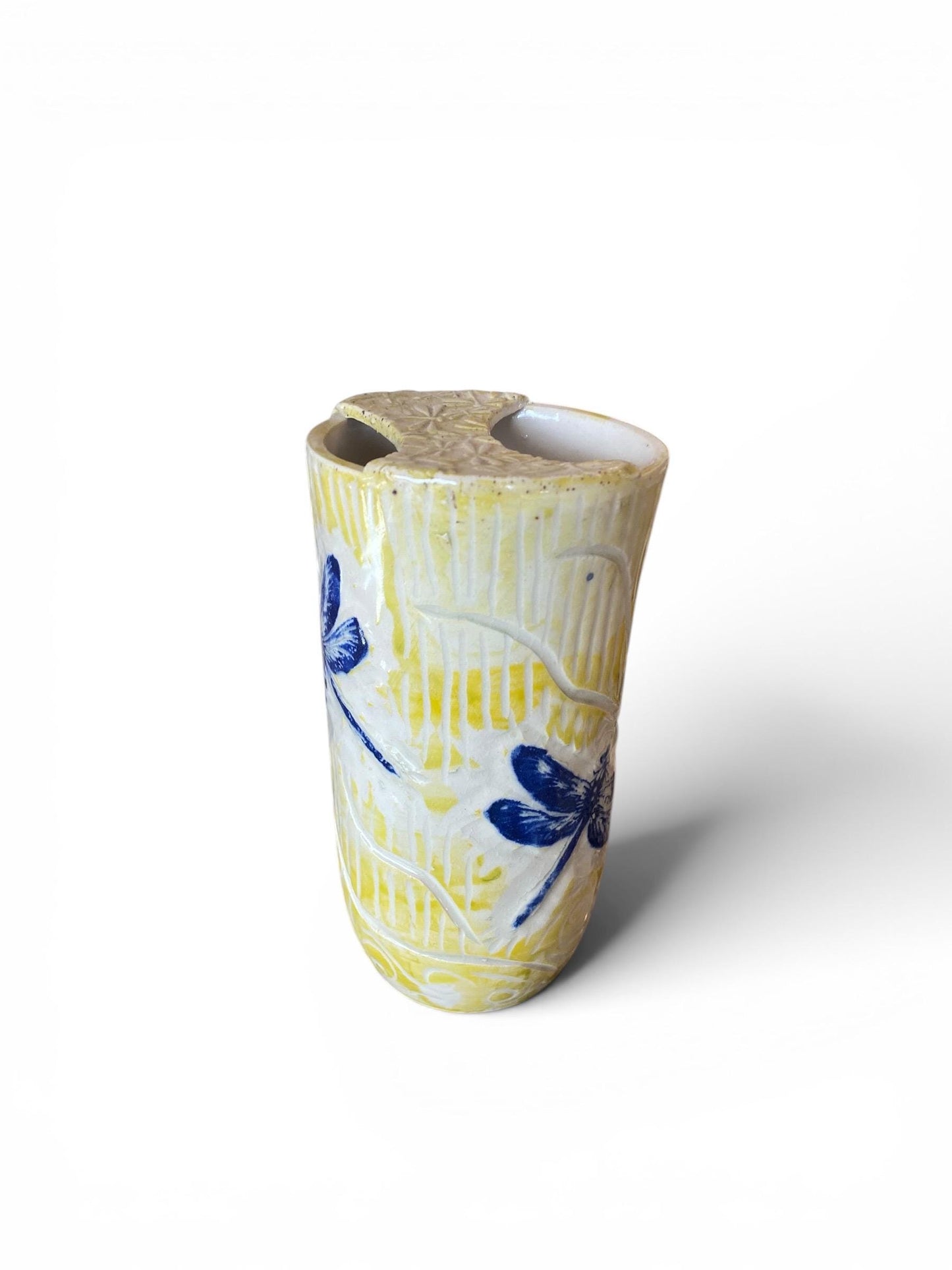 Hand Painted 16-Ounce Dragonfly Travel Mug With Ceramic Lid