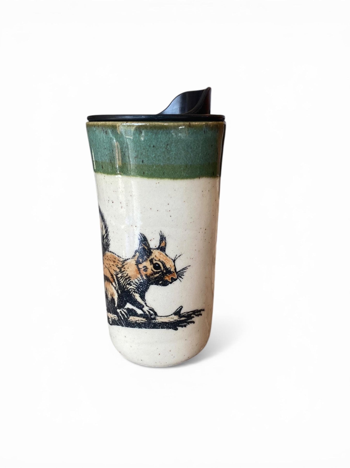 Hand Painted 16-Ounce Squirrel Travel Mug With BPA Free Locking Lid