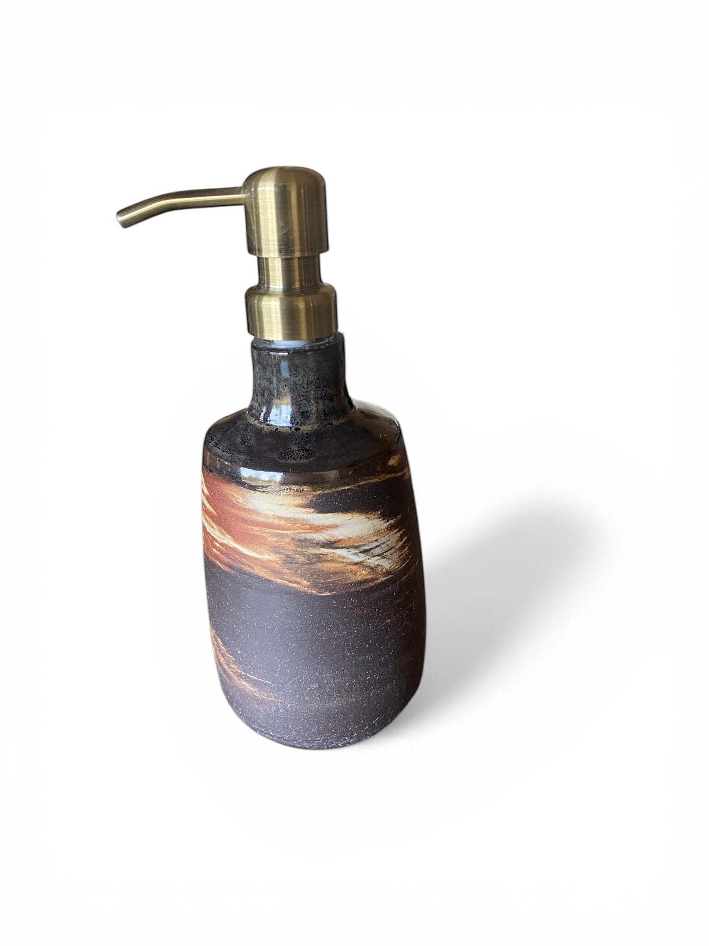 Agateware Soap Bottle Dispenser - Handmade Kitchen Soap & Lotion Pump - Unique Pottery Bathroom Decor (SD2)