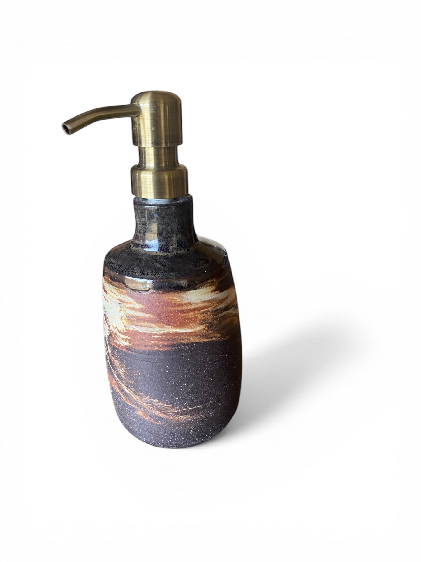 Agateware Soap Bottle Dispenser - Handmade Kitchen Soap & Lotion Pump - Unique Pottery Bathroom Decor (SD2)