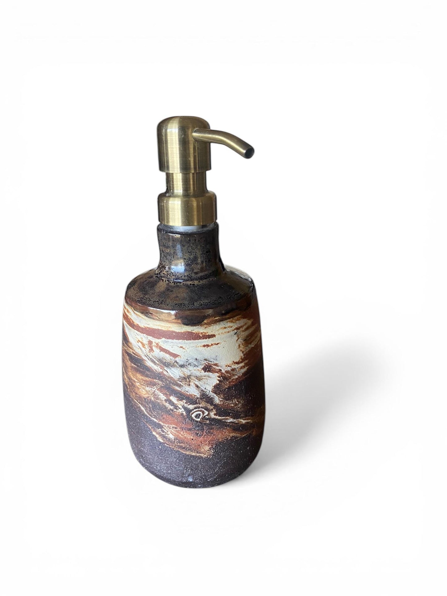 Agateware Soap Bottle Dispenser - Handmade Kitchen Soap & Lotion Pump - Unique Pottery Bathroom Decor (SD2)