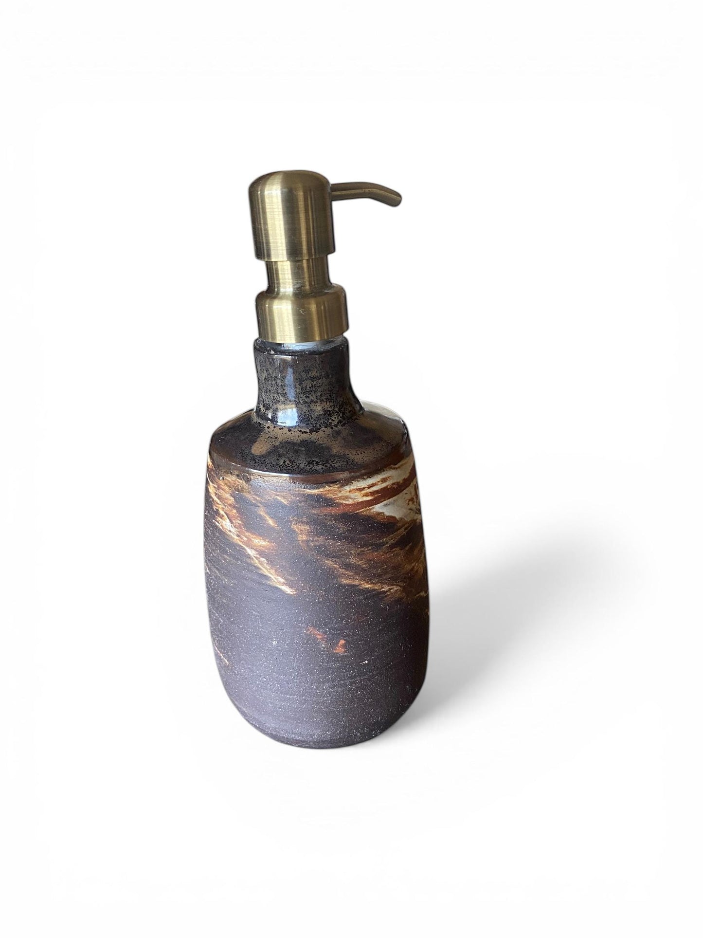 Agateware Soap Bottle Dispenser - Handmade Kitchen Soap & Lotion Pump - Unique Pottery Bathroom Decor (SD2)