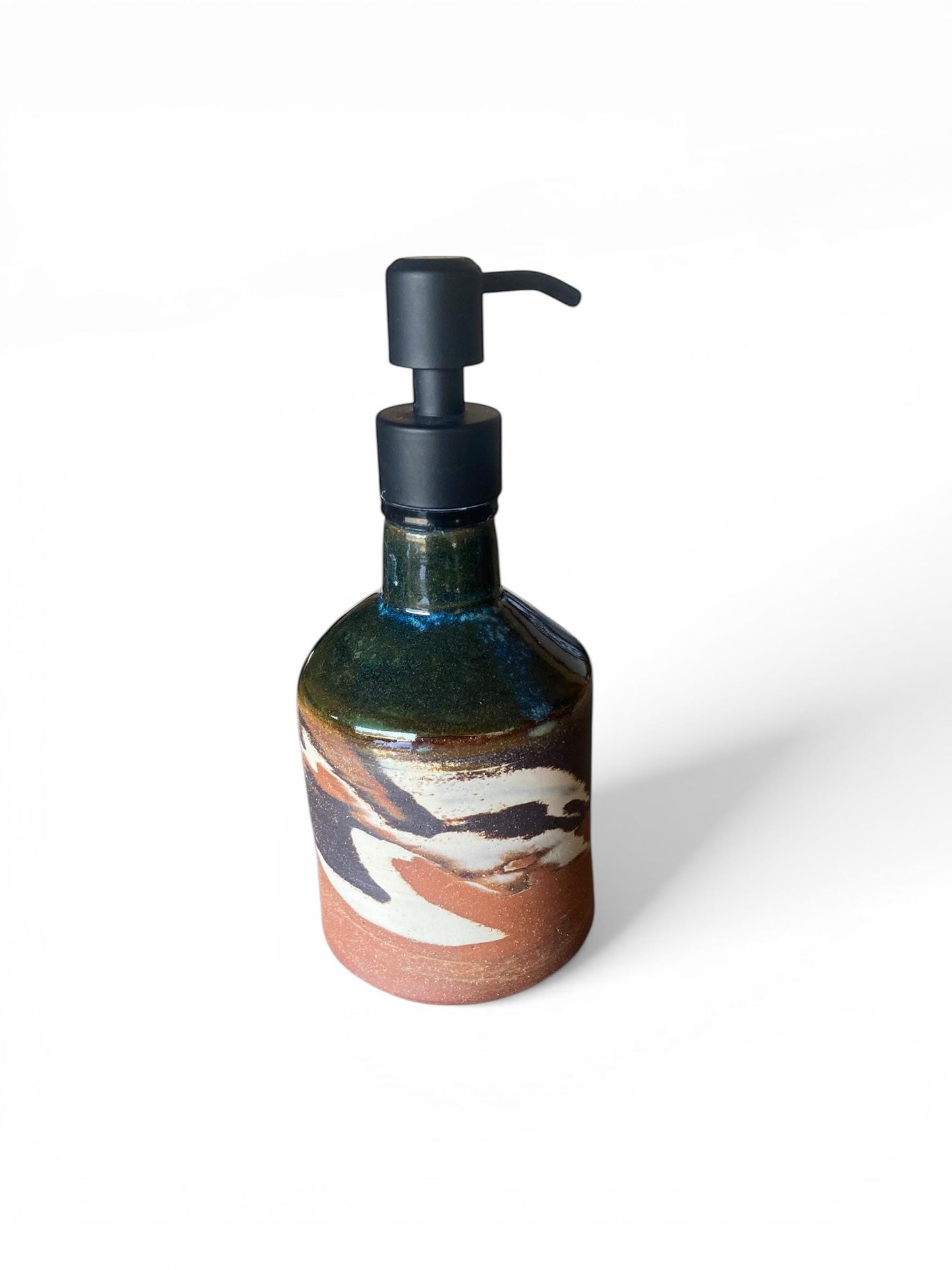 Agateware Soap Bottle Dispenser - Handmade Kitchen Soap & Lotion Pump - Unique Pottery Bathroom Decor (SD4)