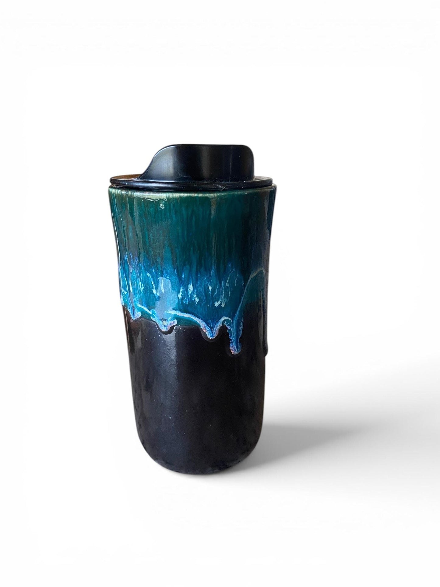 Handmade Turquoise Waterfall Porcelain Travel Mug, Coffee Cup