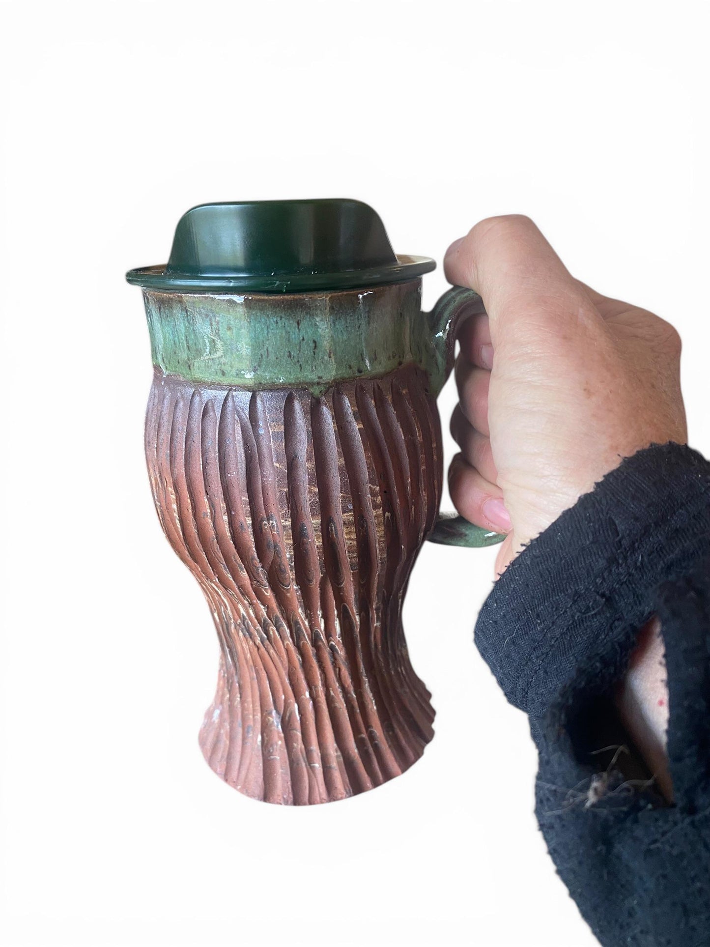 Artisanal Neriage 16 Ounce Porcelain Mug: Hand-Carved Clay Pottery for Tea and Coffee (AG-12)