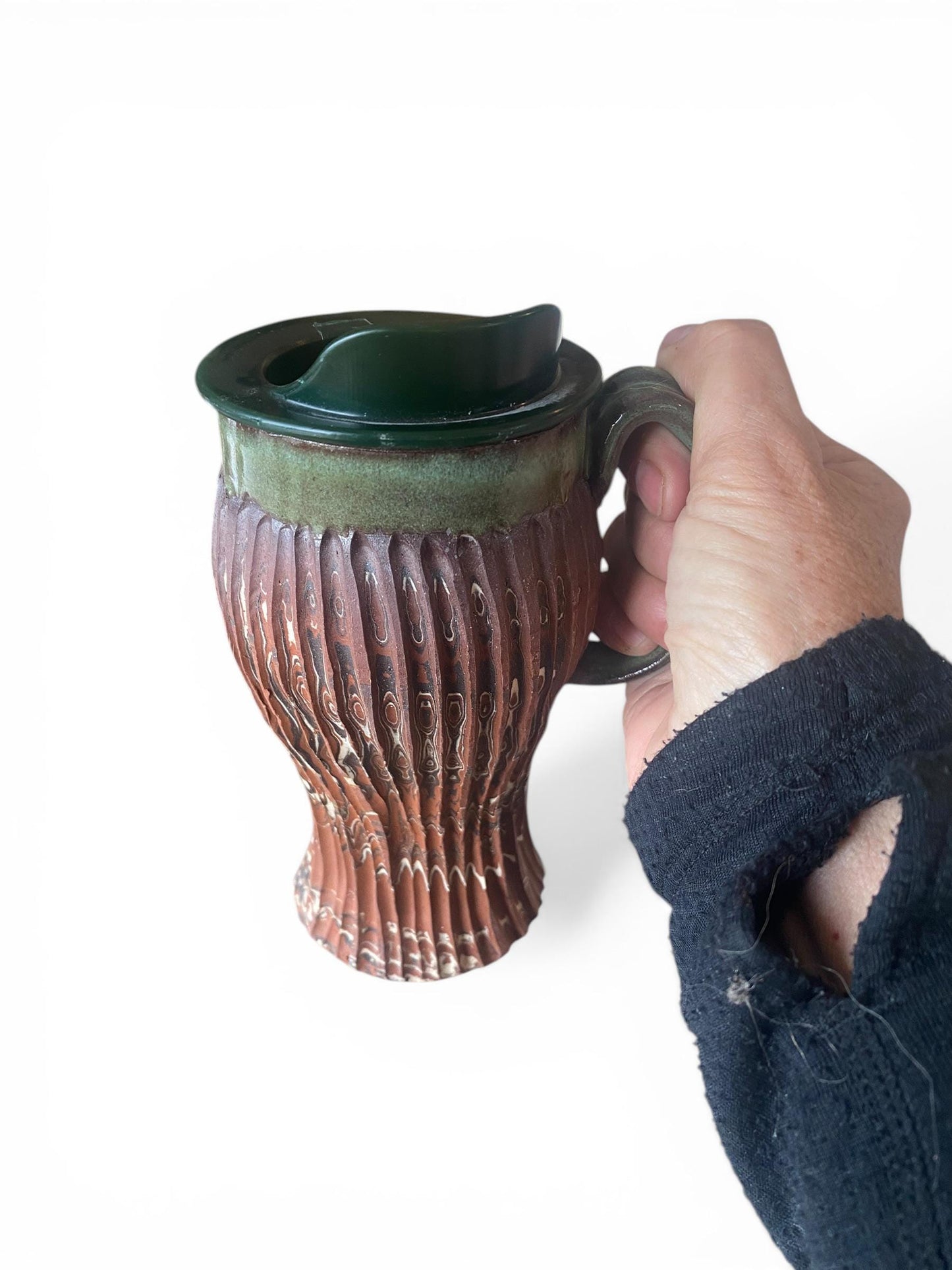 Artisanal Neriage 16 Ounce Porcelain Mug: Hand-Carved Clay Pottery for Tea and Coffee (AG-13)