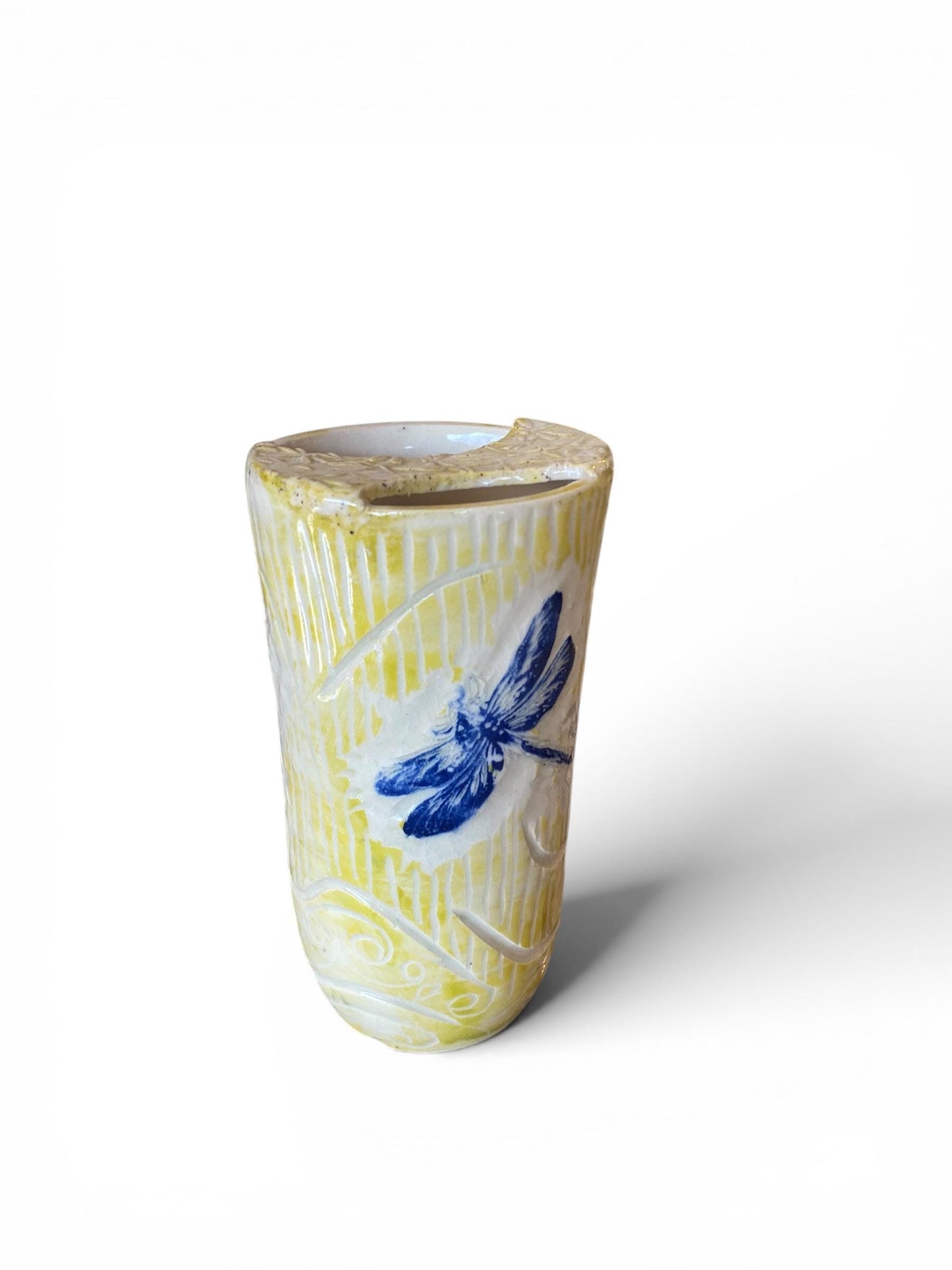 Hand Painted 16-Ounce Dragonfly Travel Mug With Ceramic Lid