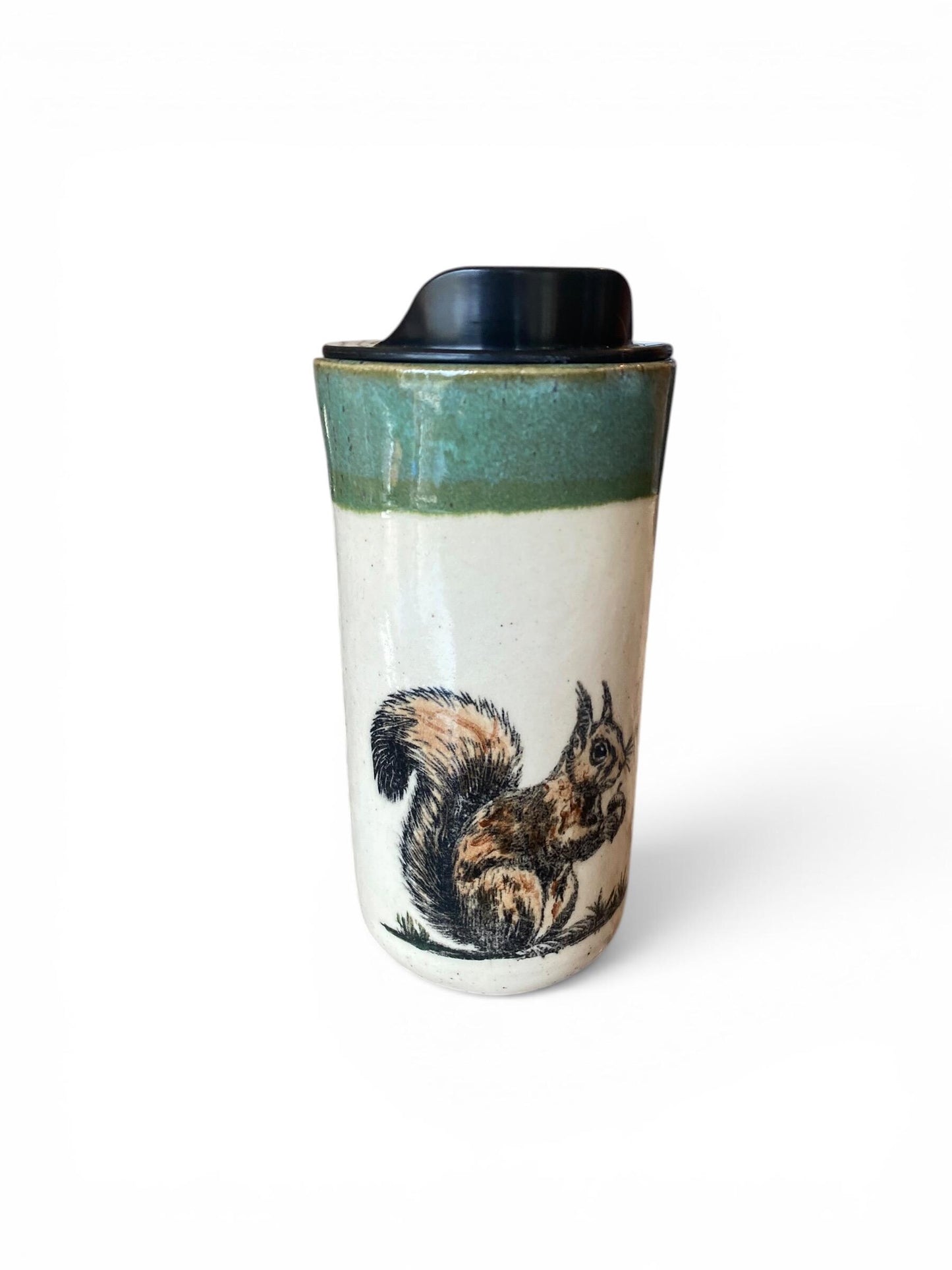 Hand Painted 16-Ounce Squirrel & Acorn Travel Mug With BPA Free Locking Lid