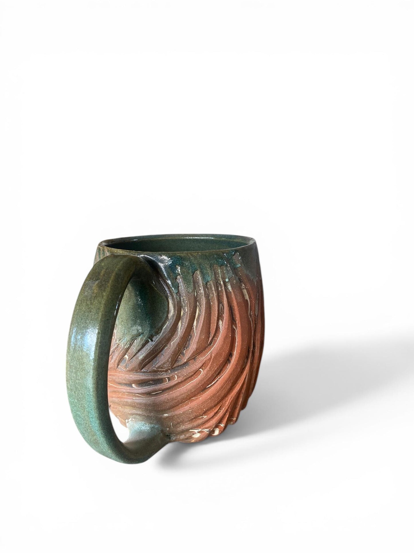 Handcrafted 16oz Earthtones Agateware Mug - Unique Carved Pottery for Coffee & Tea Lovers (B-43)