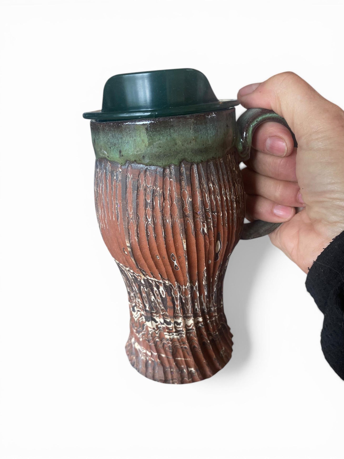 Artisanal Neriage 18 Ounce Porcelain Mug: Hand-Carved Clay Pottery for Tea and Coffee (AG-1)