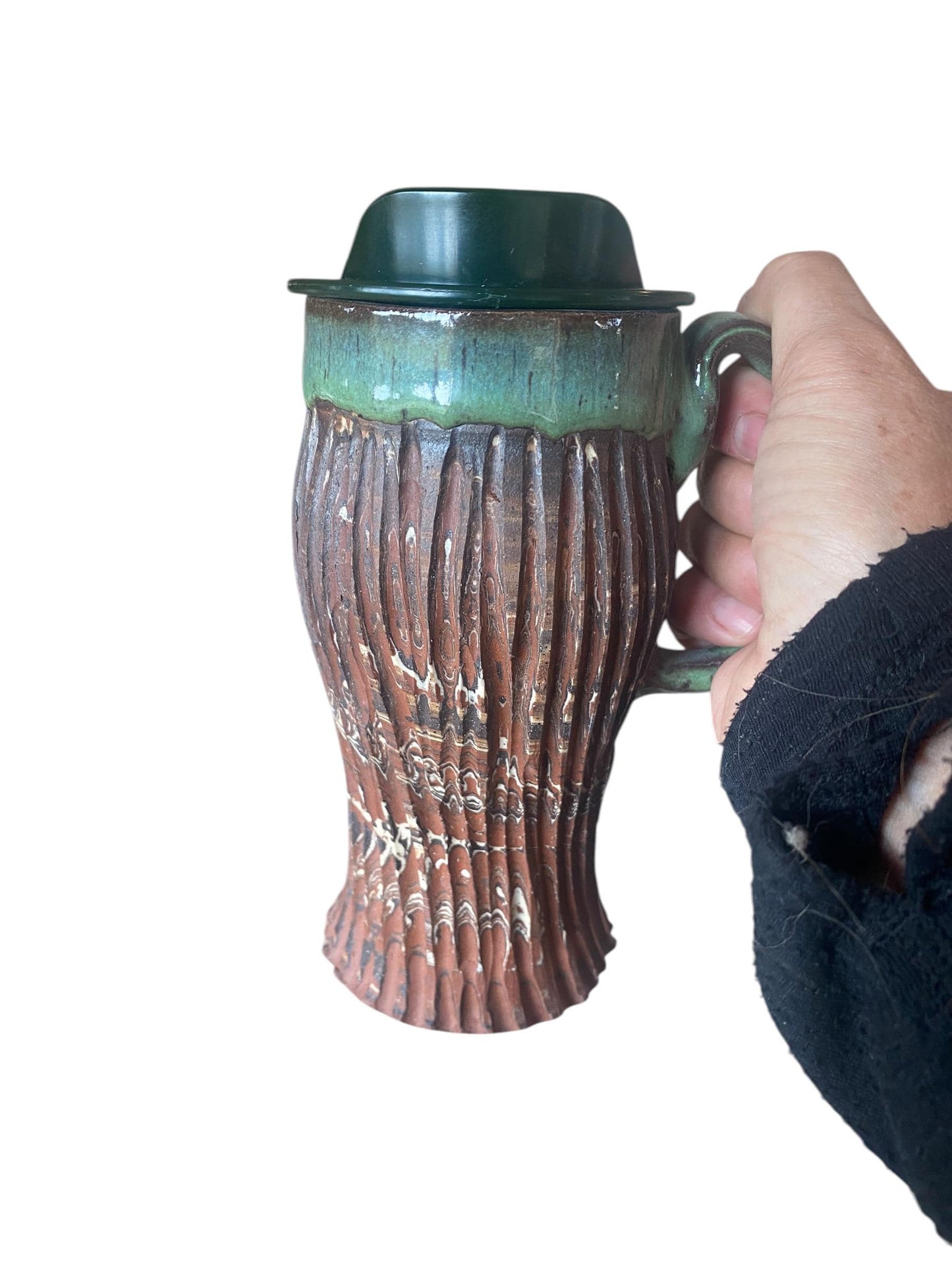 Artisanal Neriage 18 Ounce Porcelain Mug: Hand-Carved Clay Pottery for Tea and Coffee (AG-3)