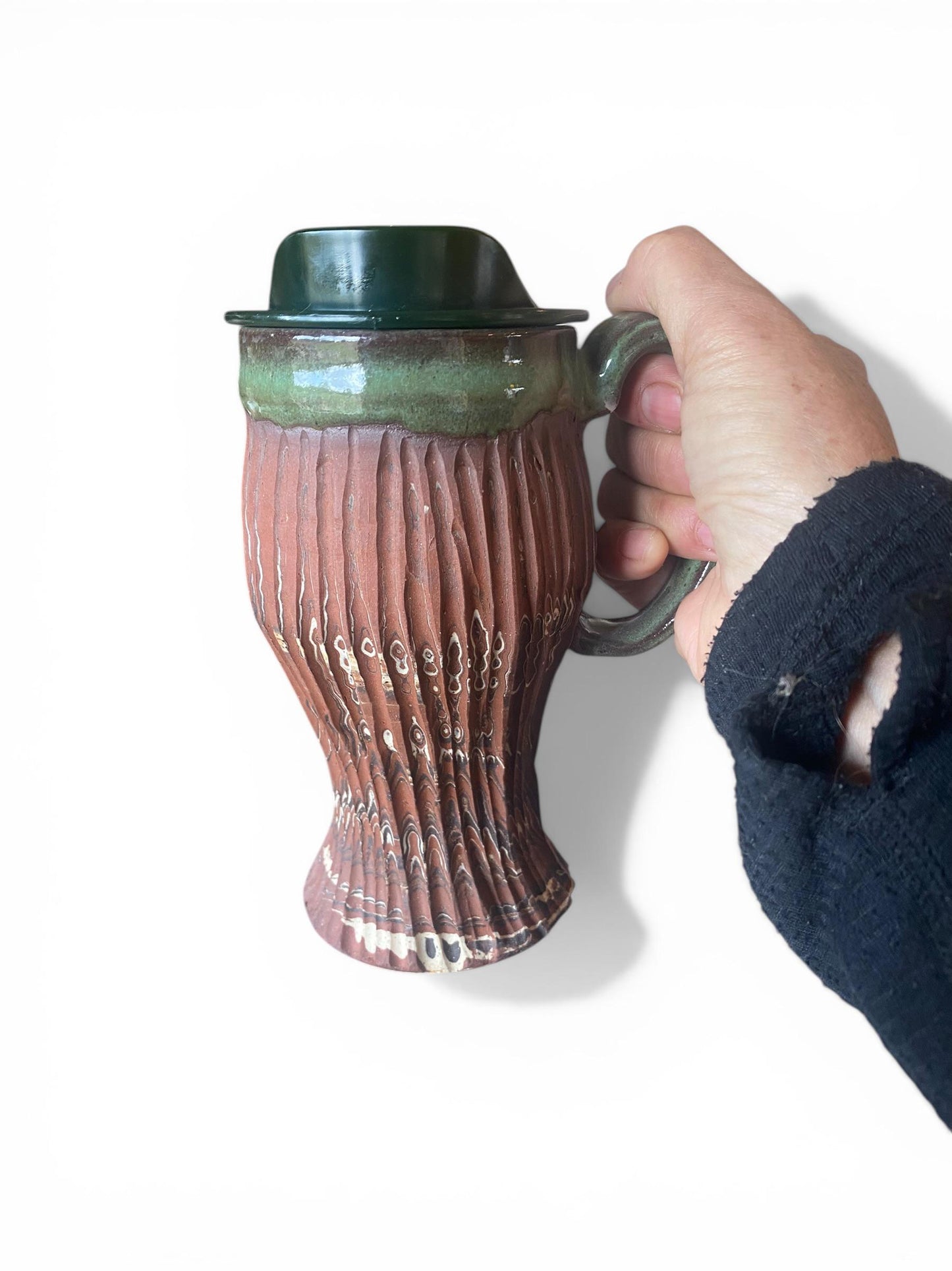 Artisanal Neriage 18 Ounce Porcelain Mug: Hand-Carved Clay Pottery for Tea and Coffee (AG-7)