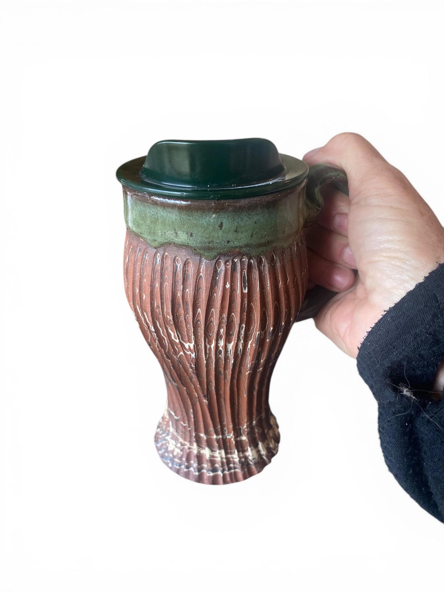 Artisanal Neriage 18 Ounce Porcelain Mug: Hand-Carved Clay Pottery for Tea and Coffee (AG-9)