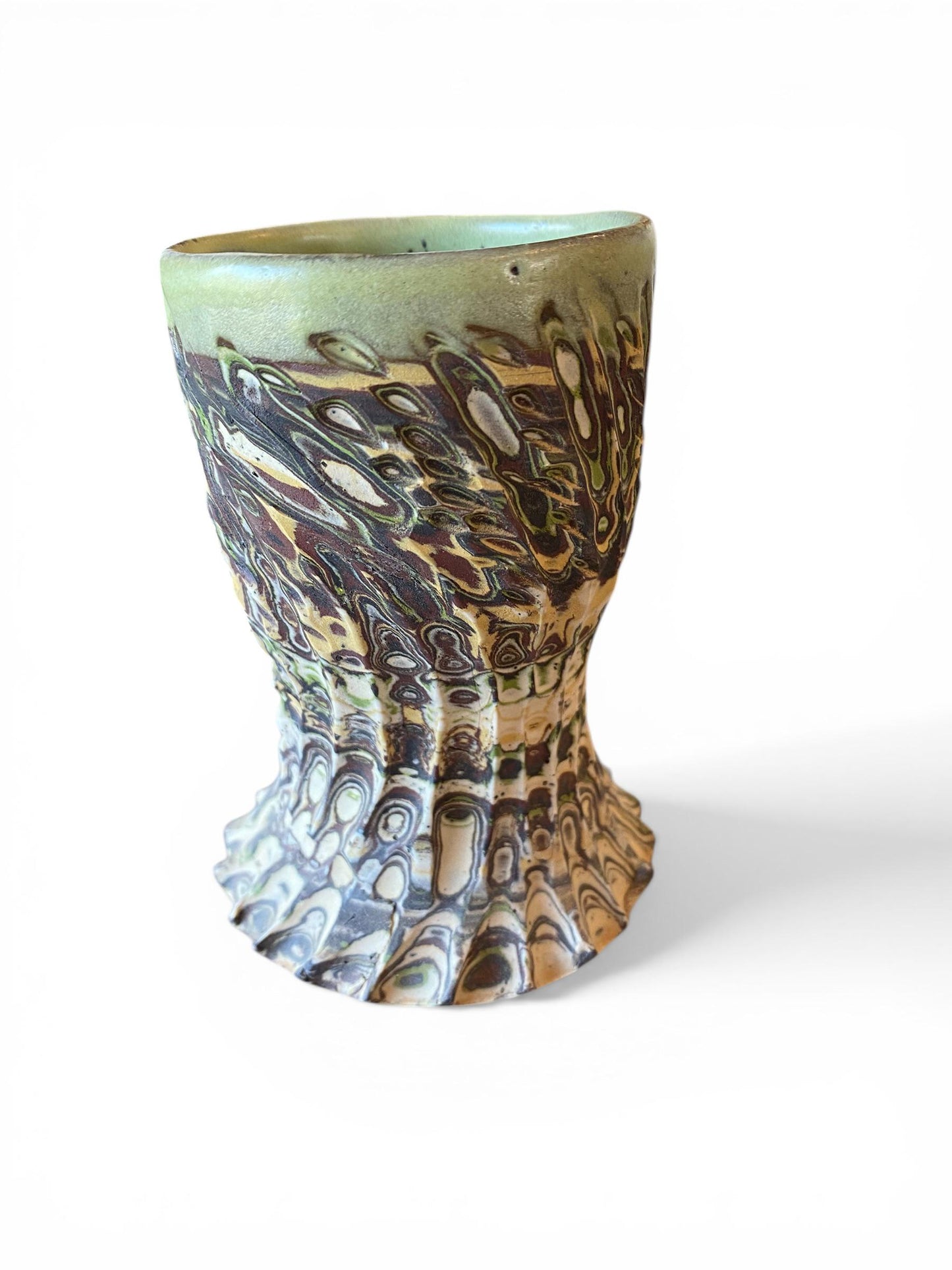 Set of 4 Handmade Stoneware Tumblers - Neriage Tumblers for Outdoor Entertaining