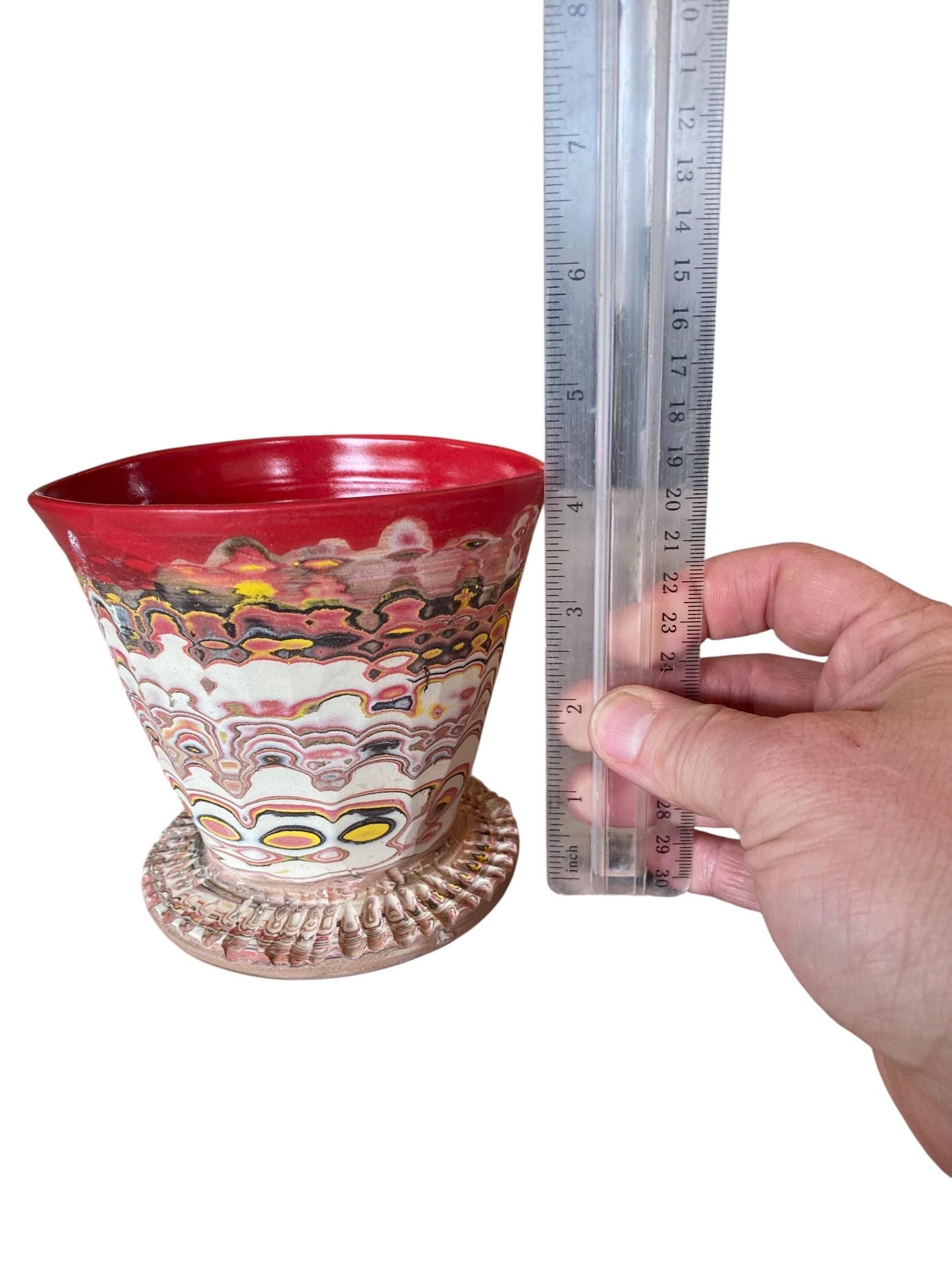 Artisanal 18oz Carved Multi-Color Pour-Over Set For Coffee & Tea (D-15)