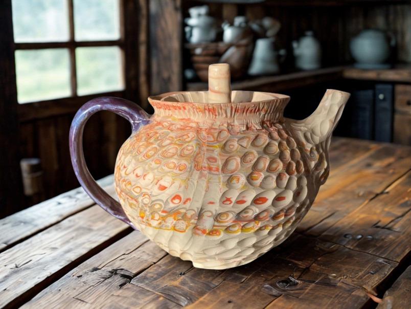 28oz Artisan Stoneware Teapot - Handcrafted Ceramic Tea Pot for Brewing, Serving & Pour Over Coffee (D-47)