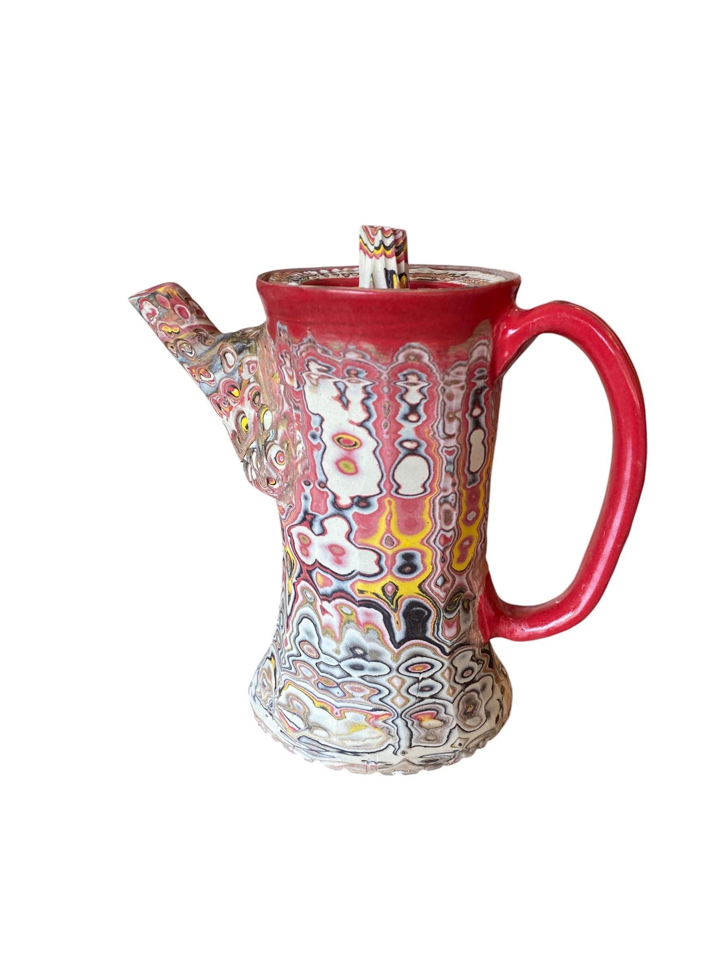 Artisanal 18oz Carved Multi-Color Pour-Over Set For Coffee & Tea (D-15)